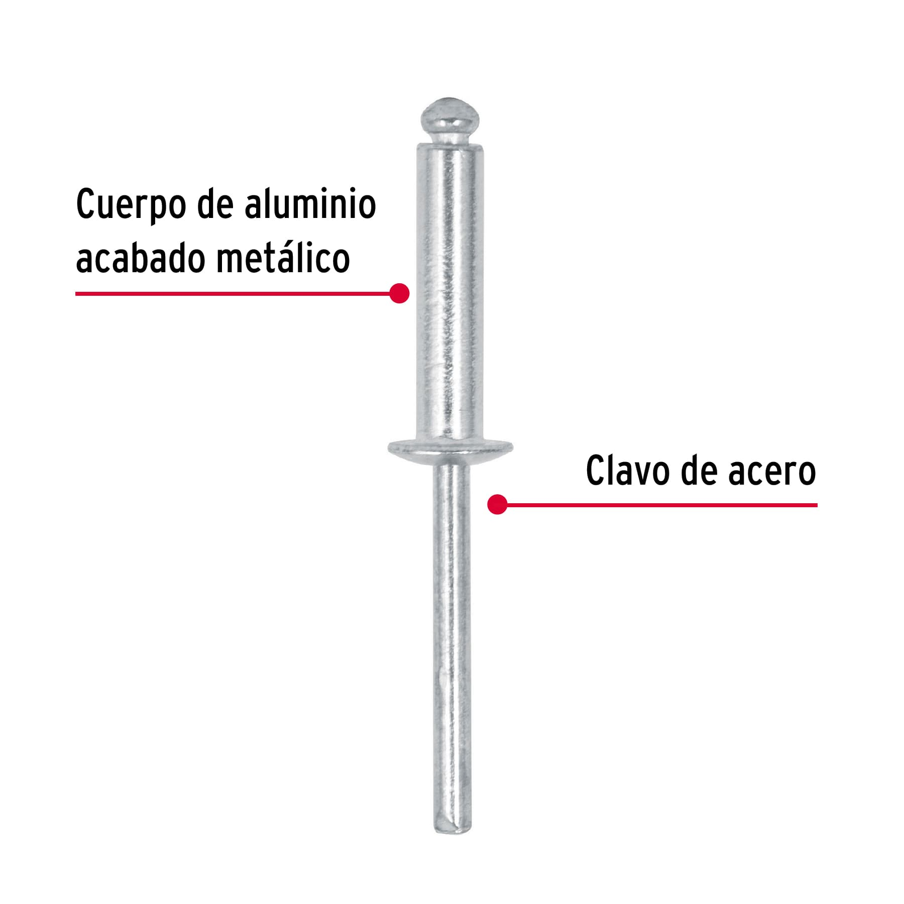 Remaches con espiga, 4.8x21mm, bolsa con 50 pzas