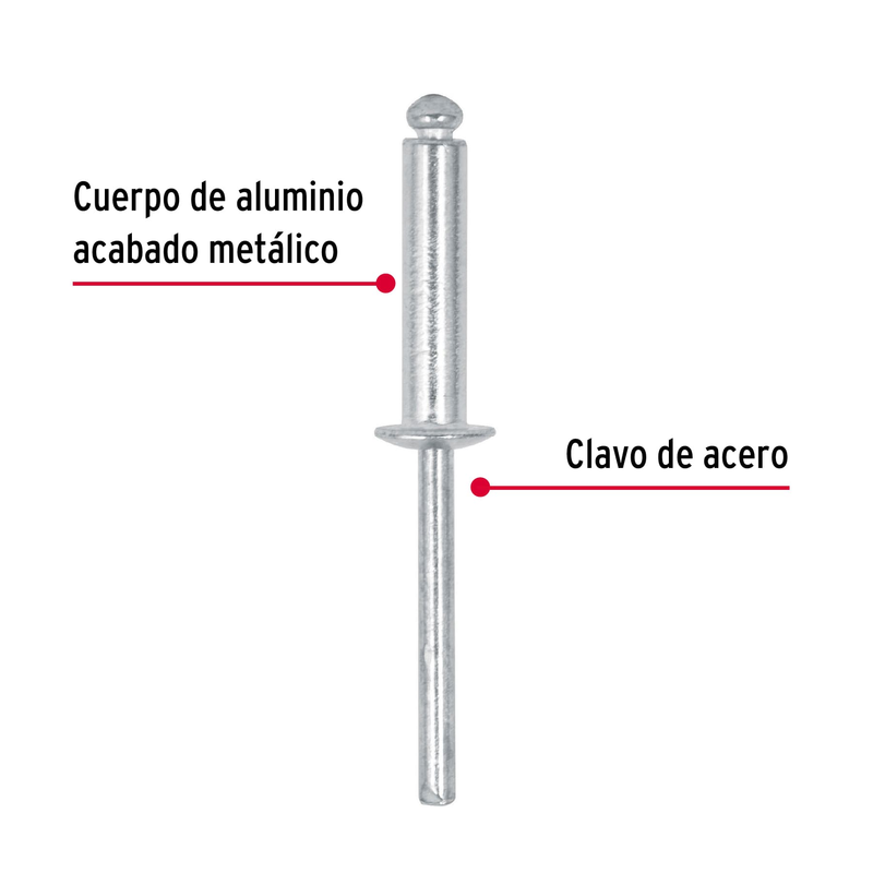 Remaches con espiga, 4.8x21mm, bolsa con 50 pzas