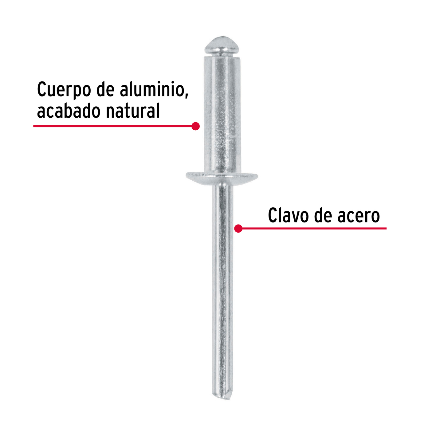 Remaches con espiga, 4.8x17.7mm, bolsa con 50 pzas.