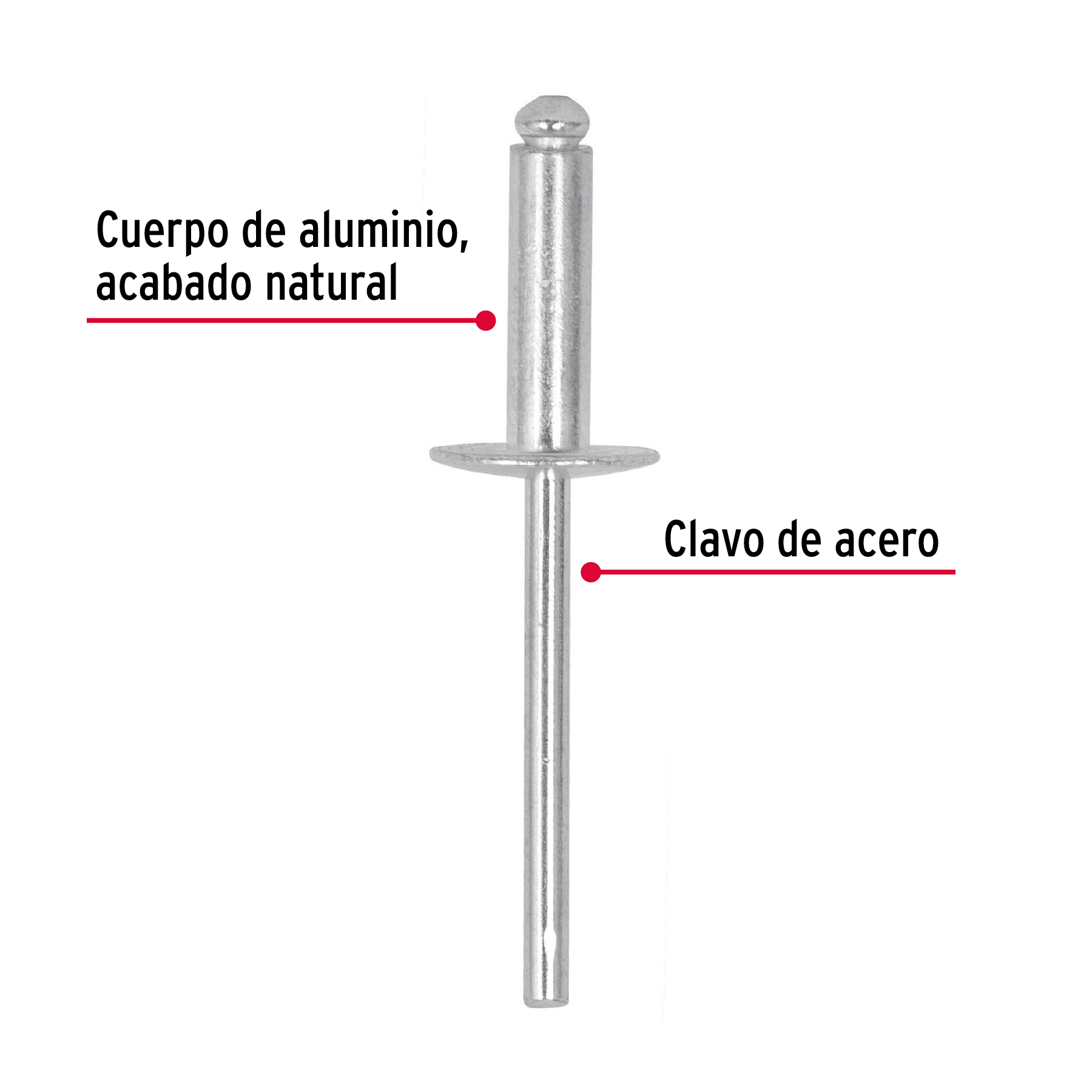 Remaches con espiga, 4.8x17.7mm, bolsa con 50 pzas
