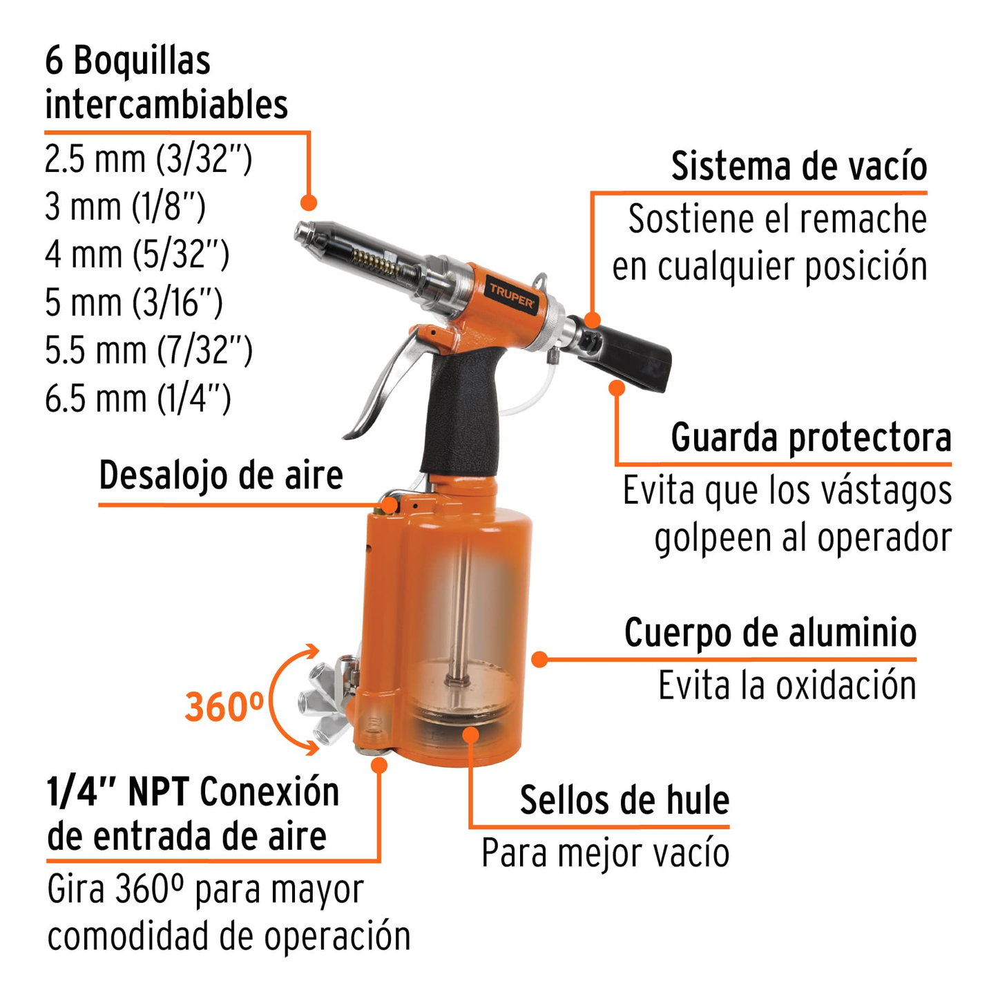 Remachadora Neumatica de 1/4"