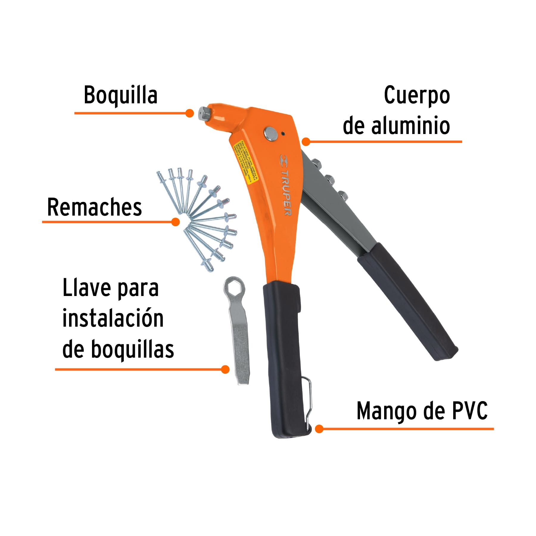 Remachadora 9" profesional con remaches