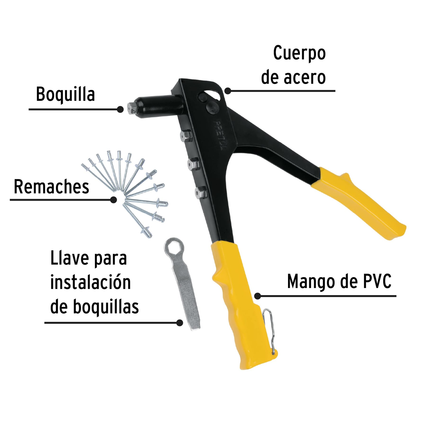 Remachadora 10" con remaches, pretul