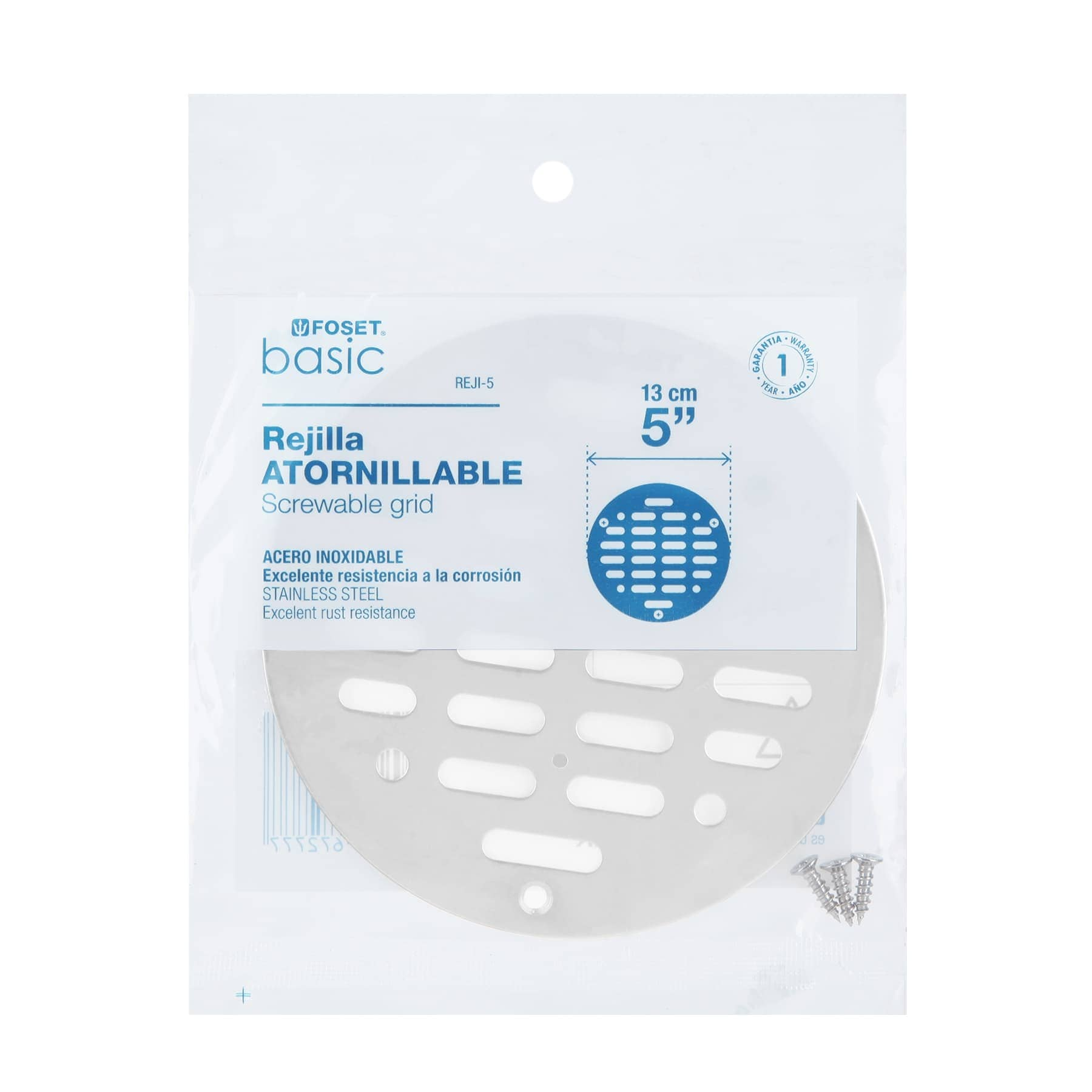 Rejilla acero inoxidable 5", 3 tornillos