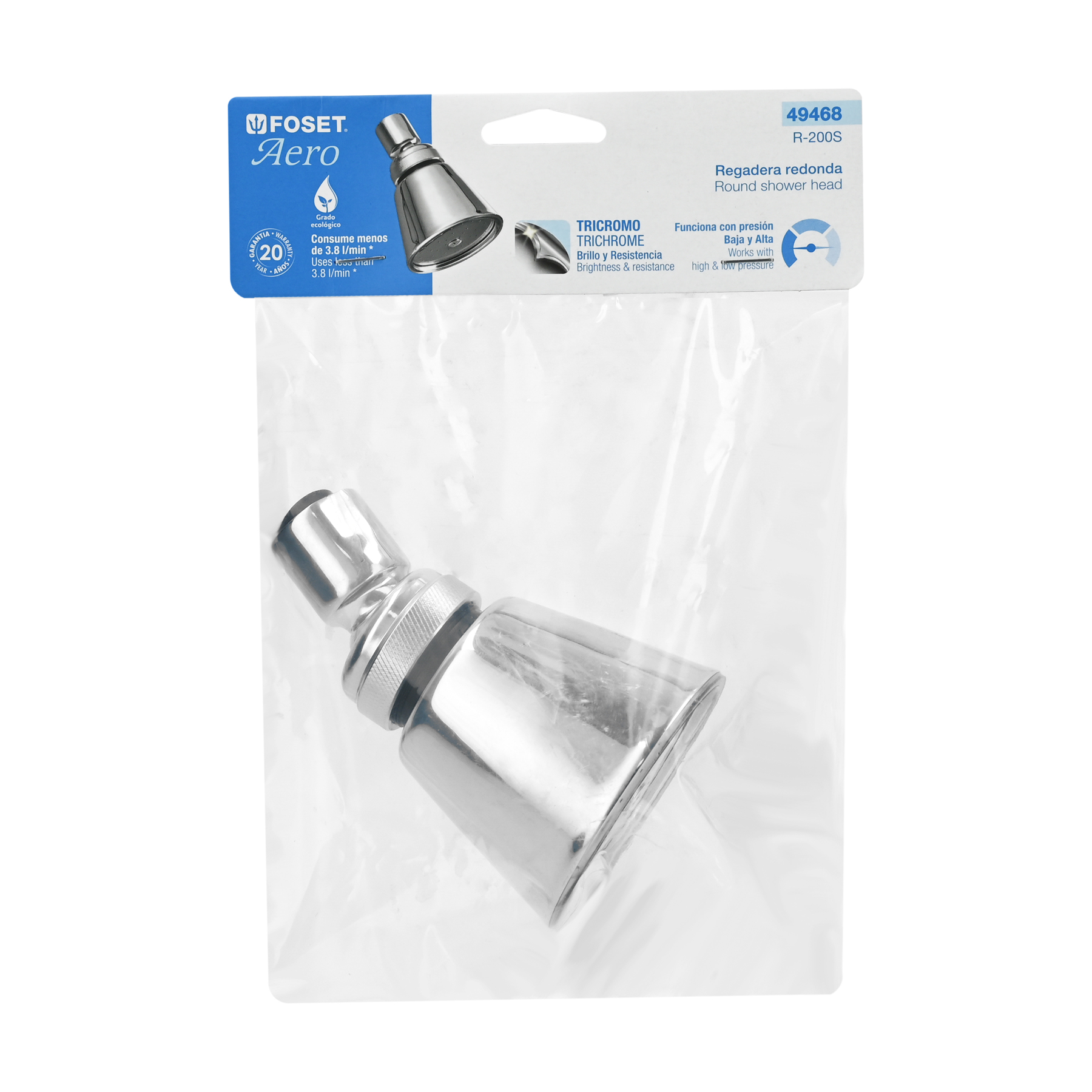 Regadera, 2-3/4", sin brazo, Aero