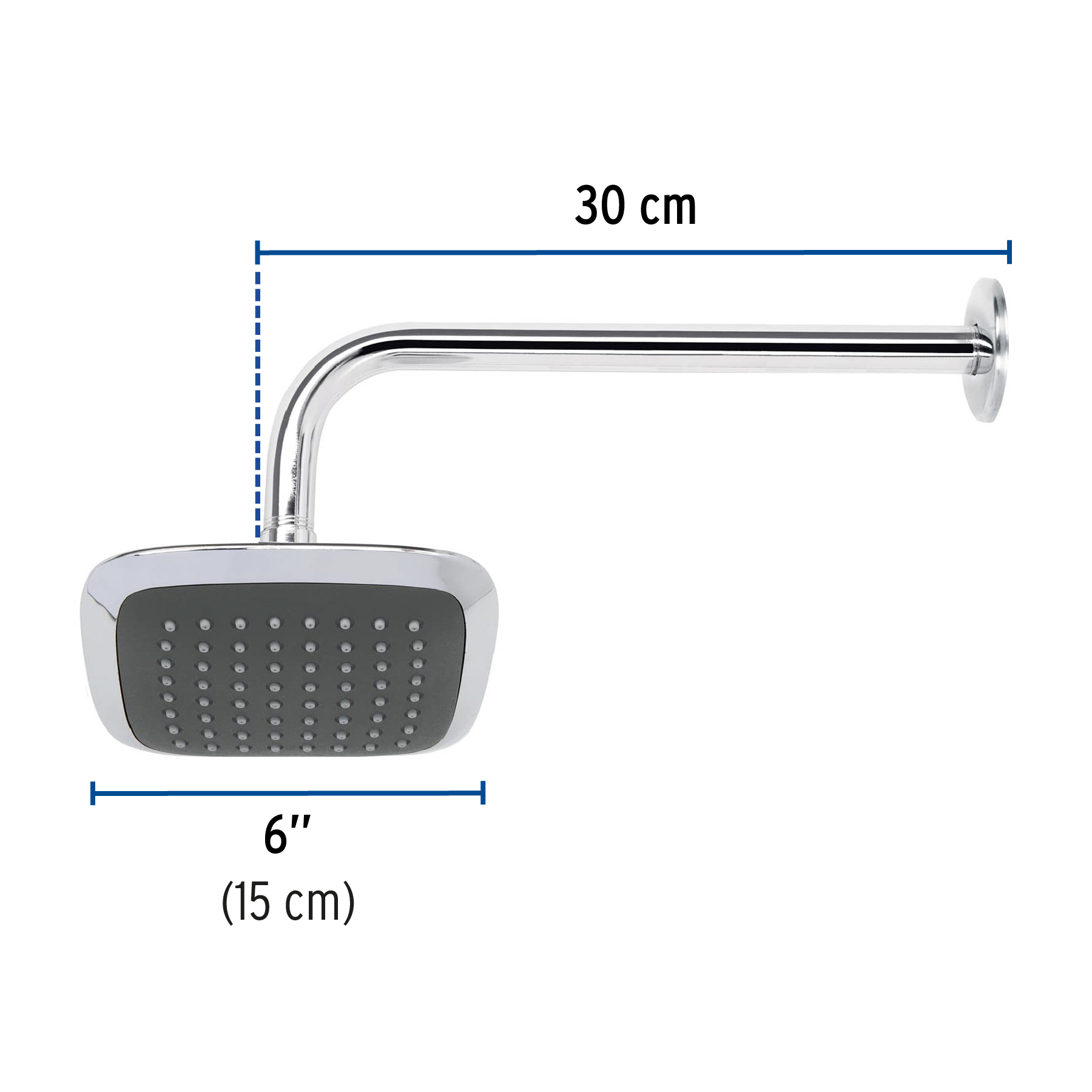 Regadera redonda, plástica, 6", con brazo, Aero