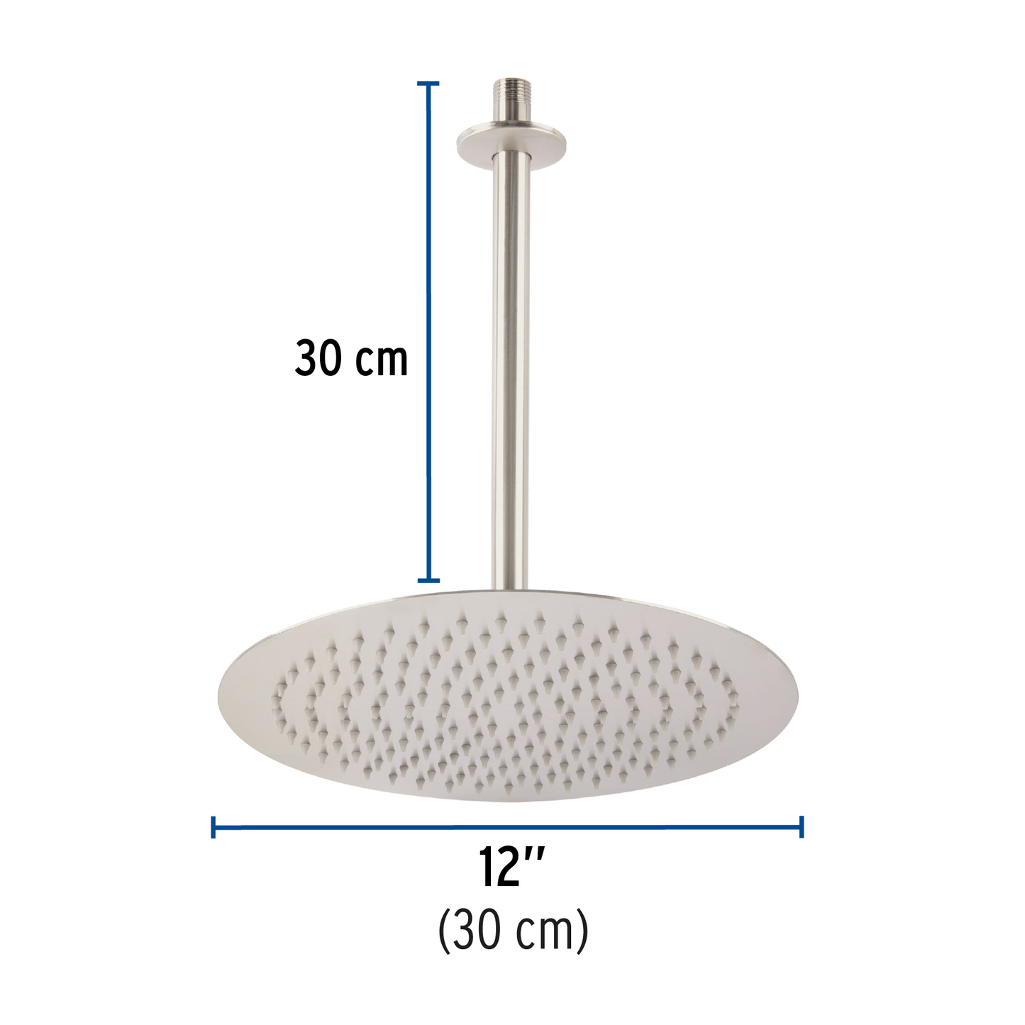 Regadera redonda, acero inoxidable, 12", satinada, Riviera