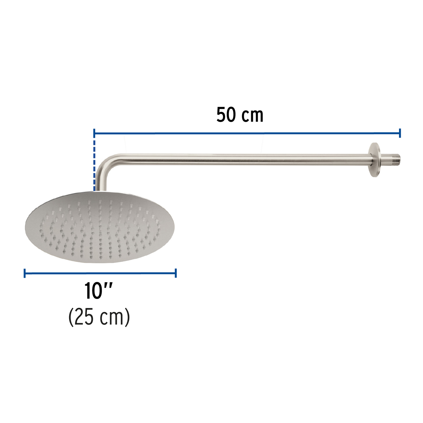 Regadera redonda, acero inoxidable, 10", satinada, Riviera
