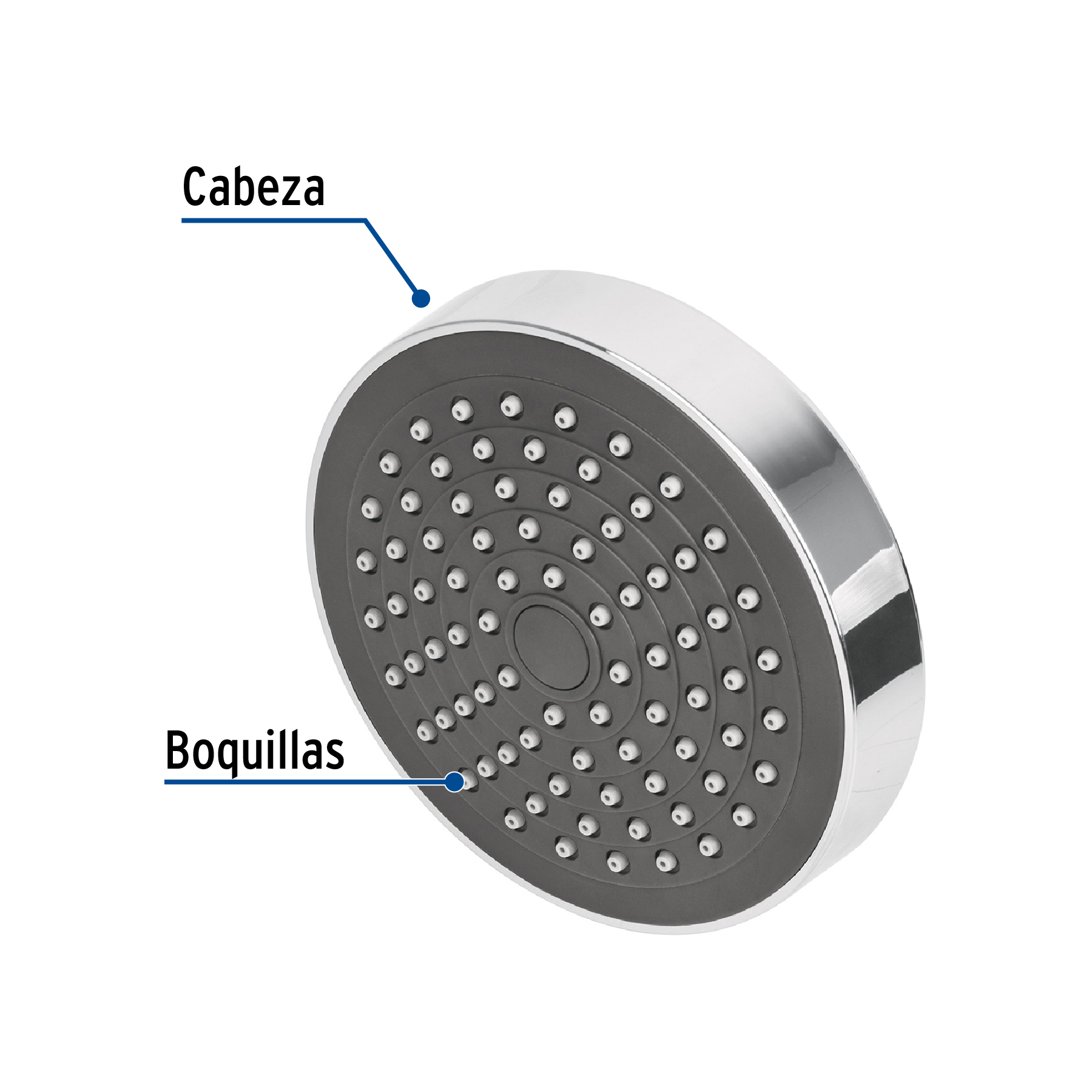 Regadera redonda, ABS, 4-1/4", sin brazo, Basic