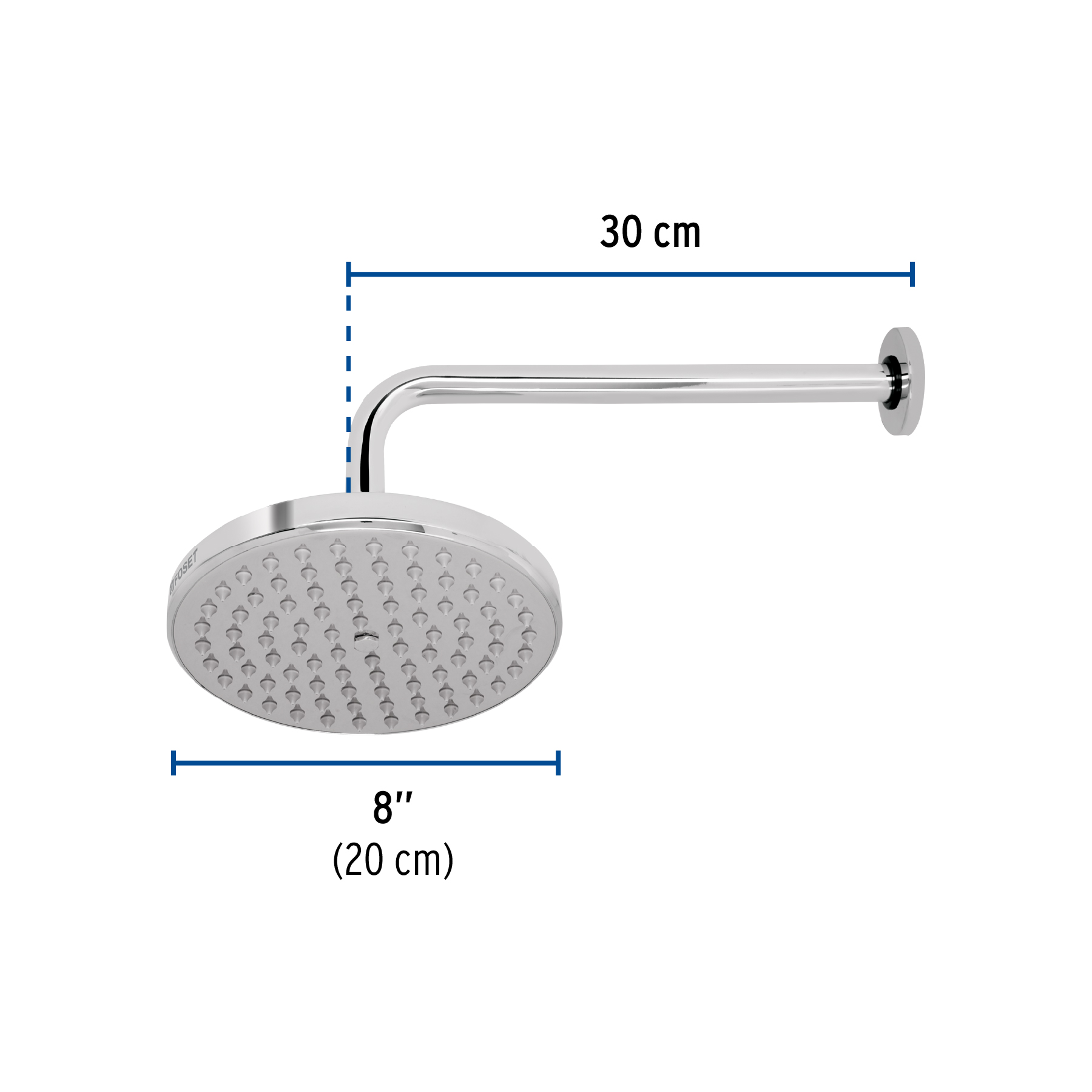 Regadera redonda, 8", con brazo, Element