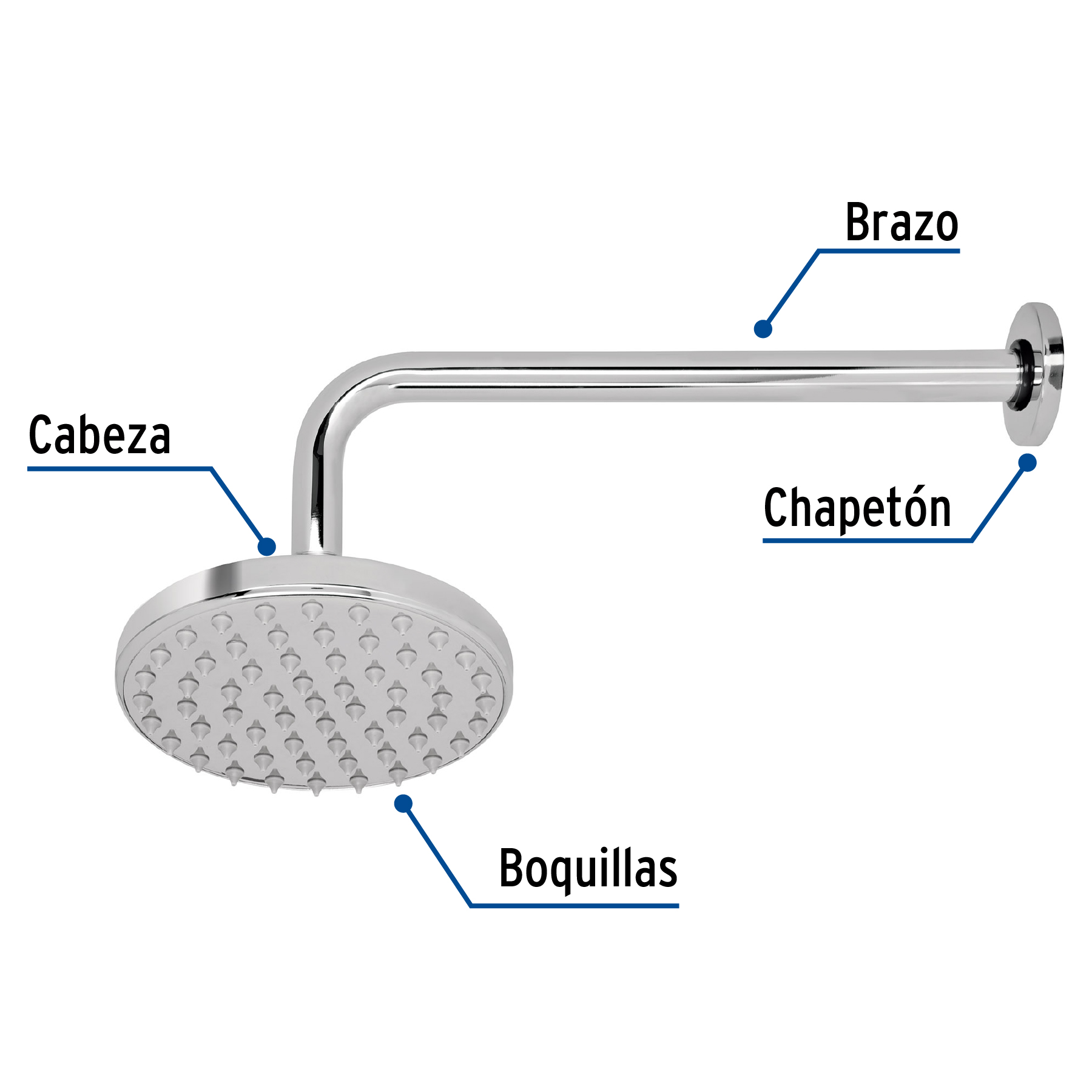 Regadera redonda, 6", con brazo, Element