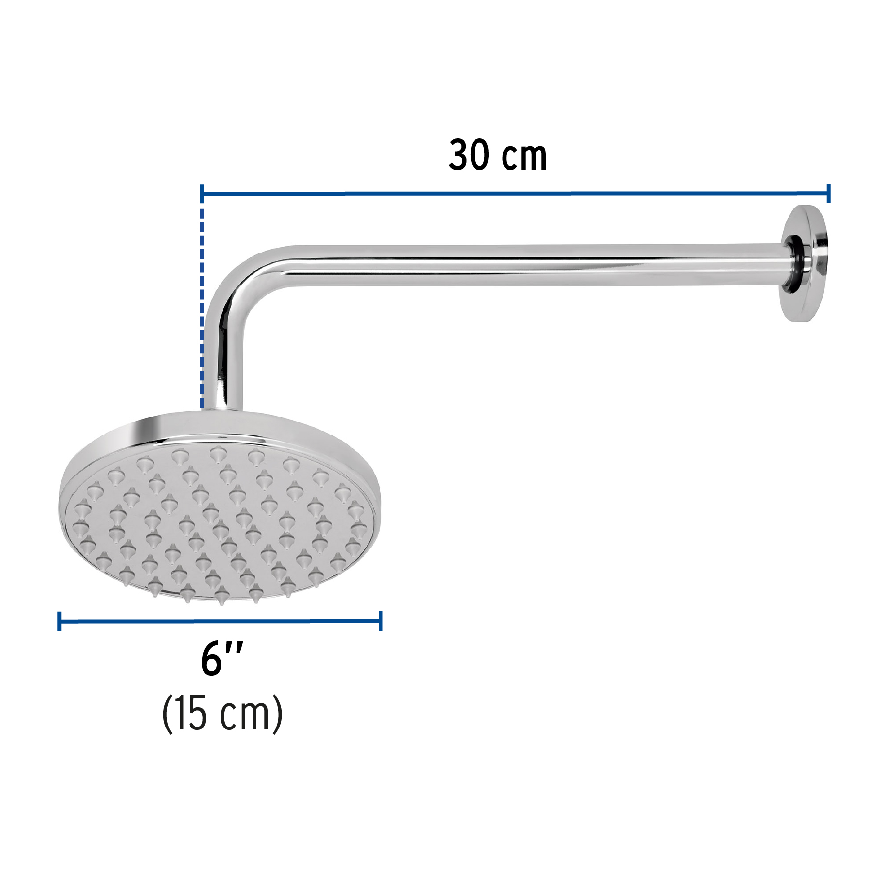 Regadera redonda, 6", con brazo, Element