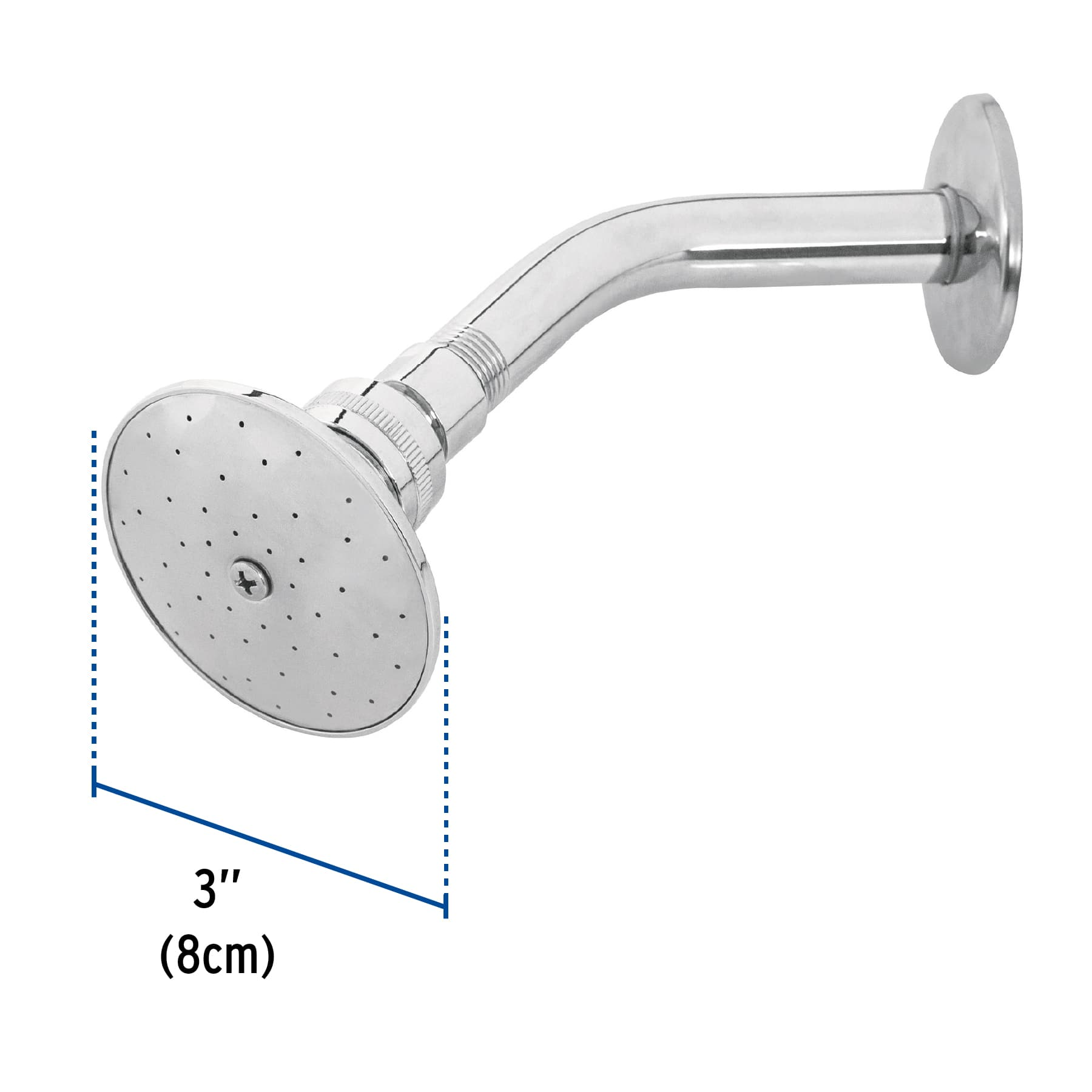 Regadera redonda 3", con brazo