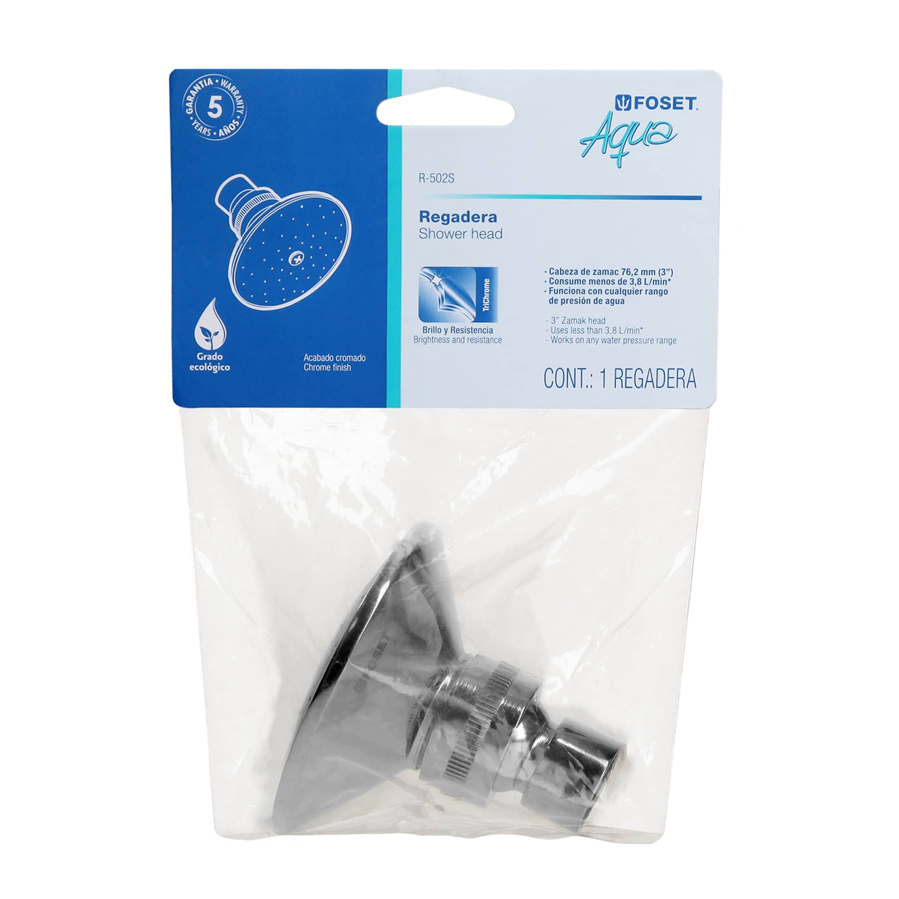 Regadera redonda 3" sin brazo, Aqua