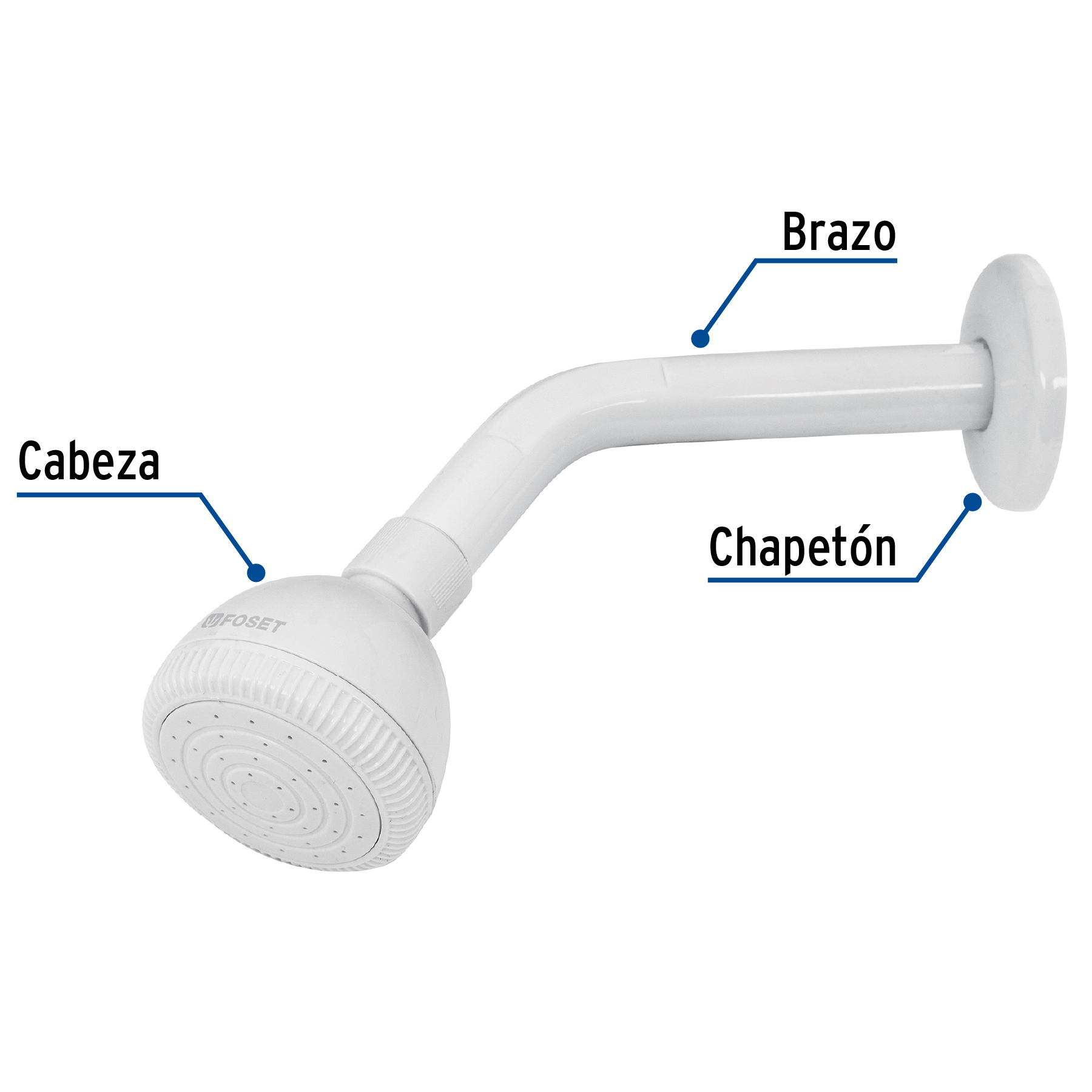 Regadera plástica de 2 1/2", basic