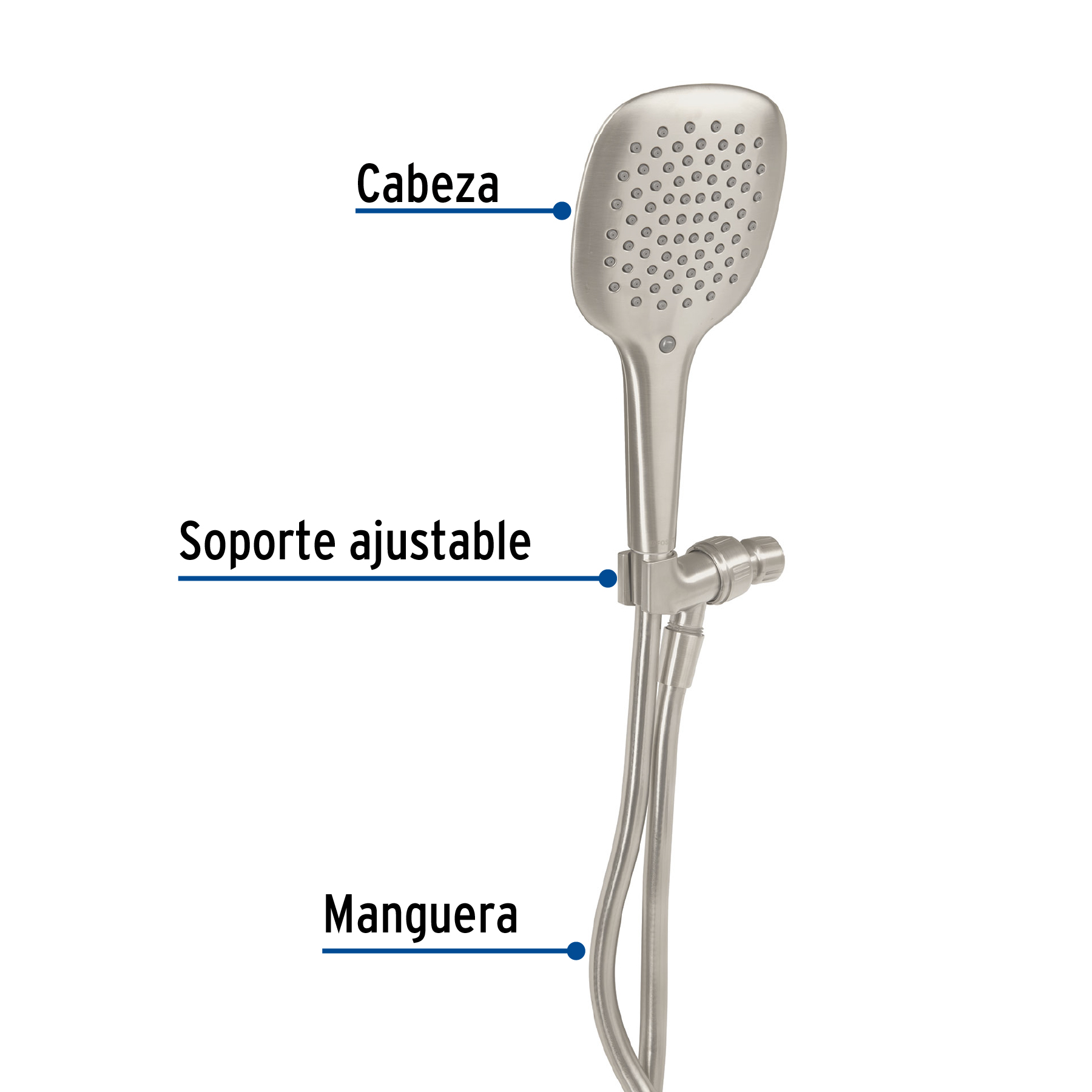 Regadera manual con soporte, satín, Riviera