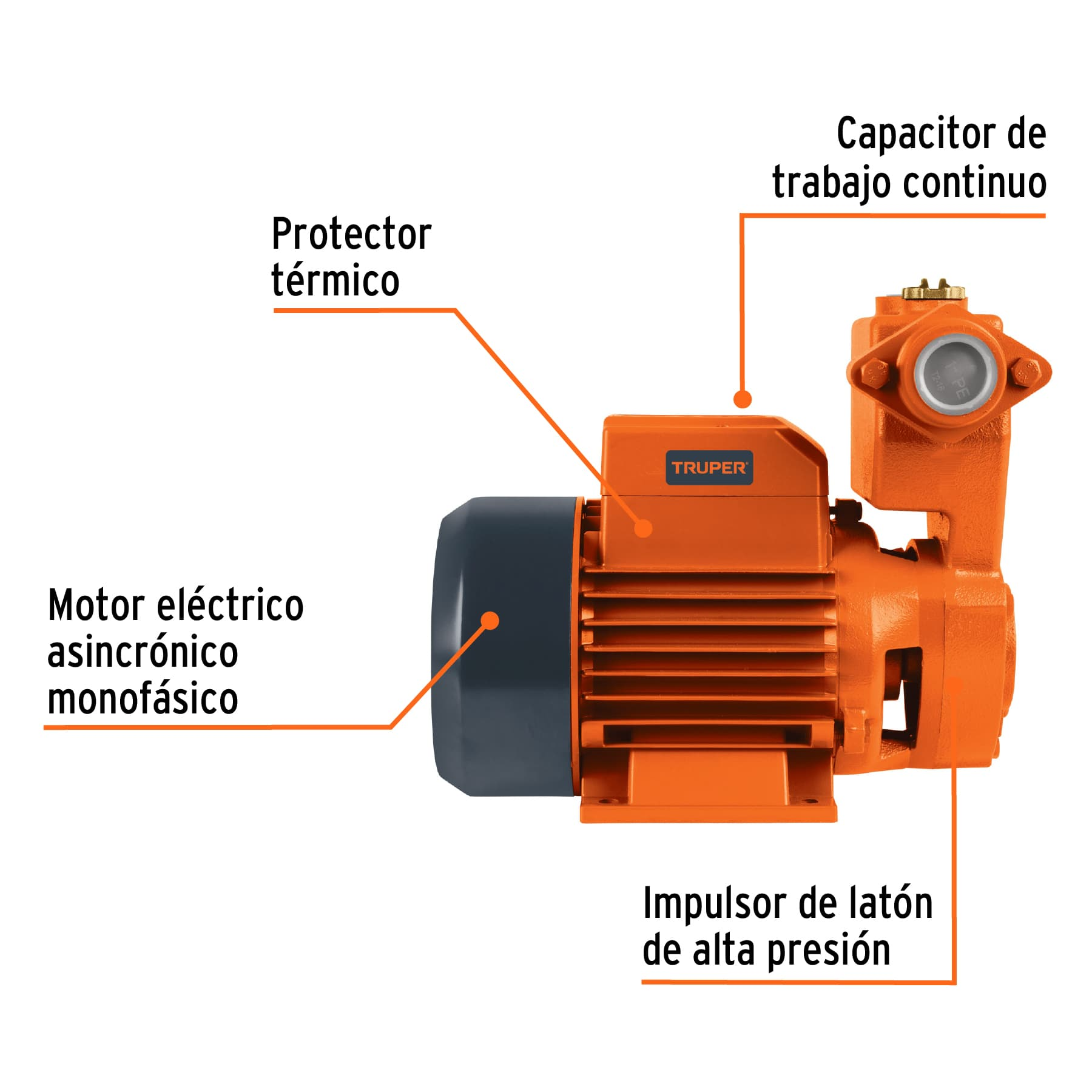 Bomba eléctrica periférica autocebante para agua, 1 Hp