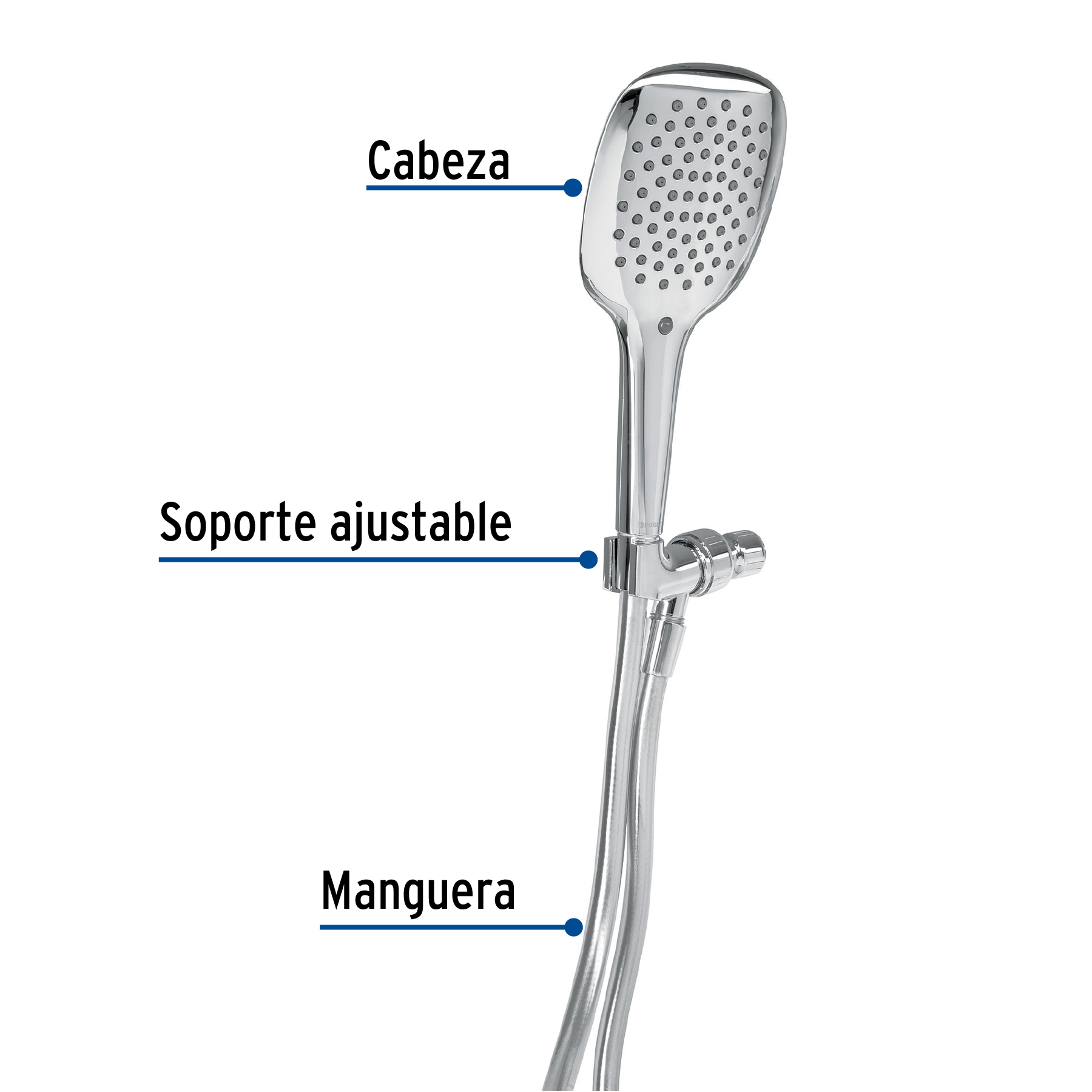 Regadera manual con soporte, cromo, Riviera