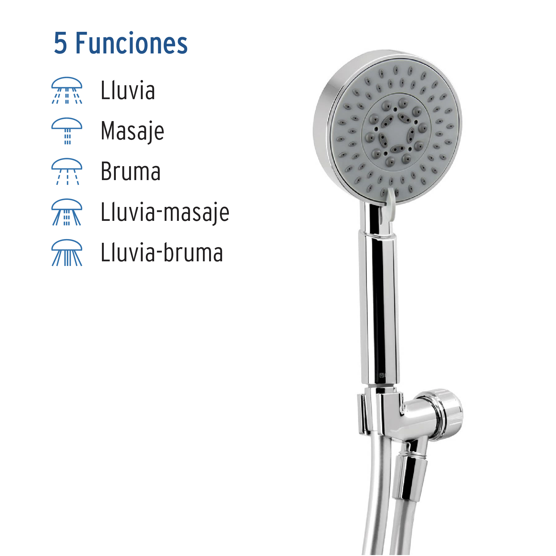 Regadera manual con soporte, cromo, Element