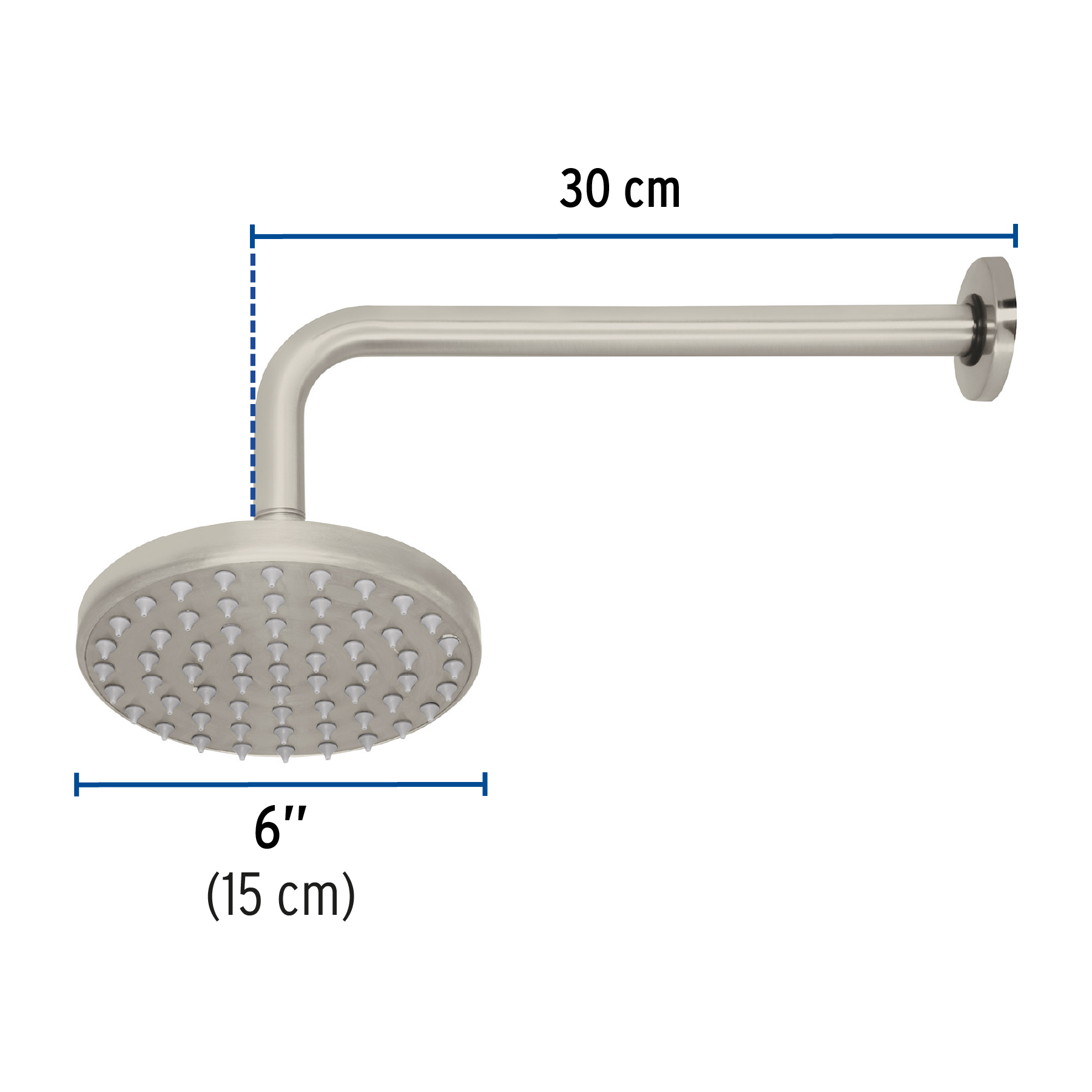 Regadera de latón, 6", con brazo, satinado, Element