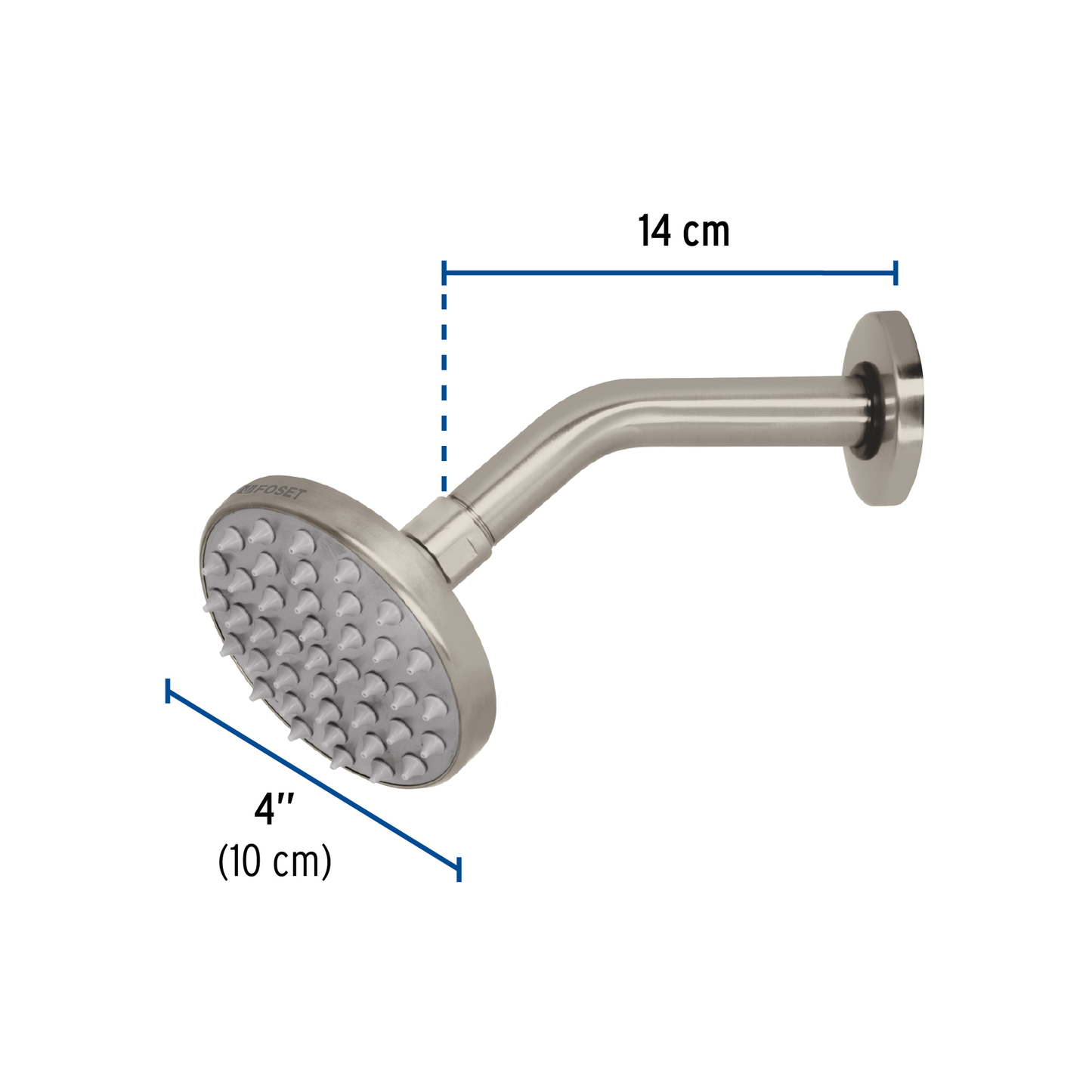 Regadera de latón, 4", con brazo, satinado, Element