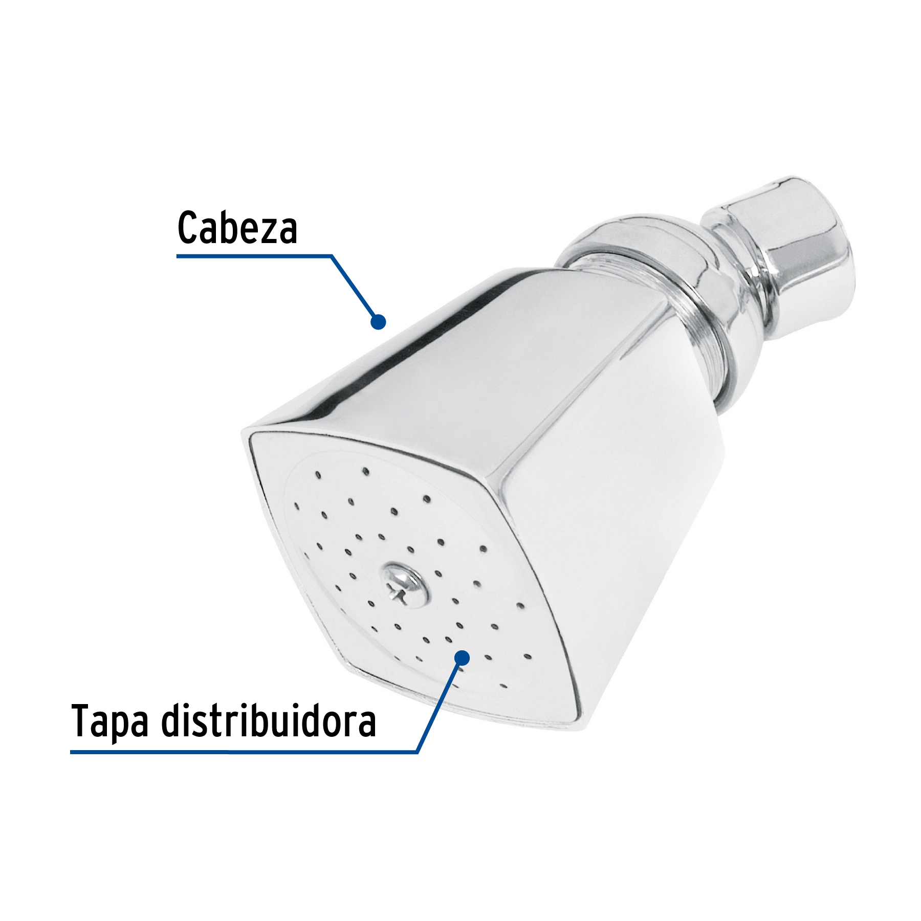 Regadera cuadrada, metálica, sin brazo Aqua