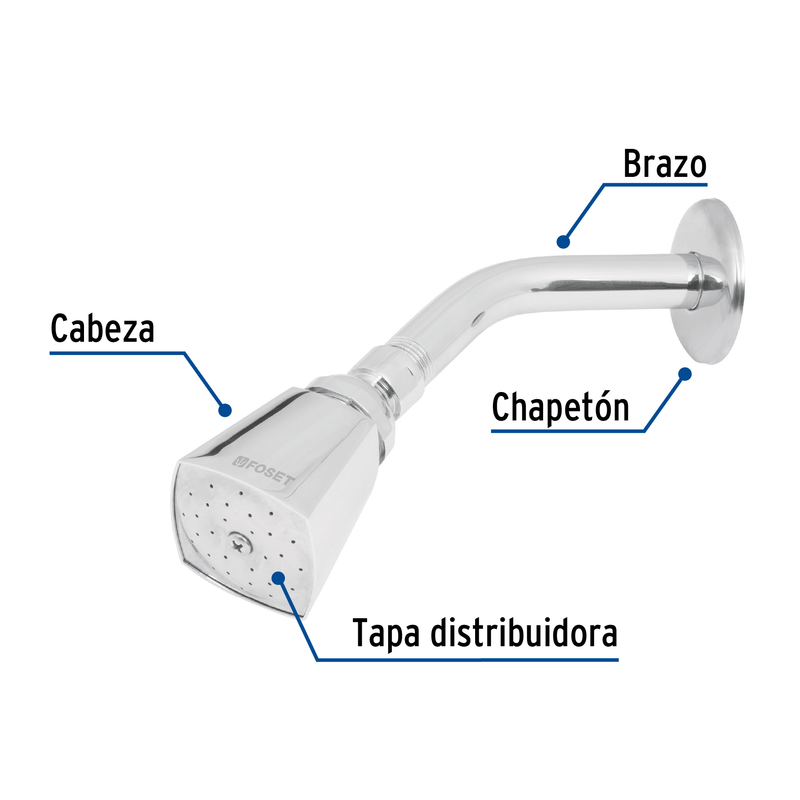 Regadera cuadrada, cabeza 2", aqua