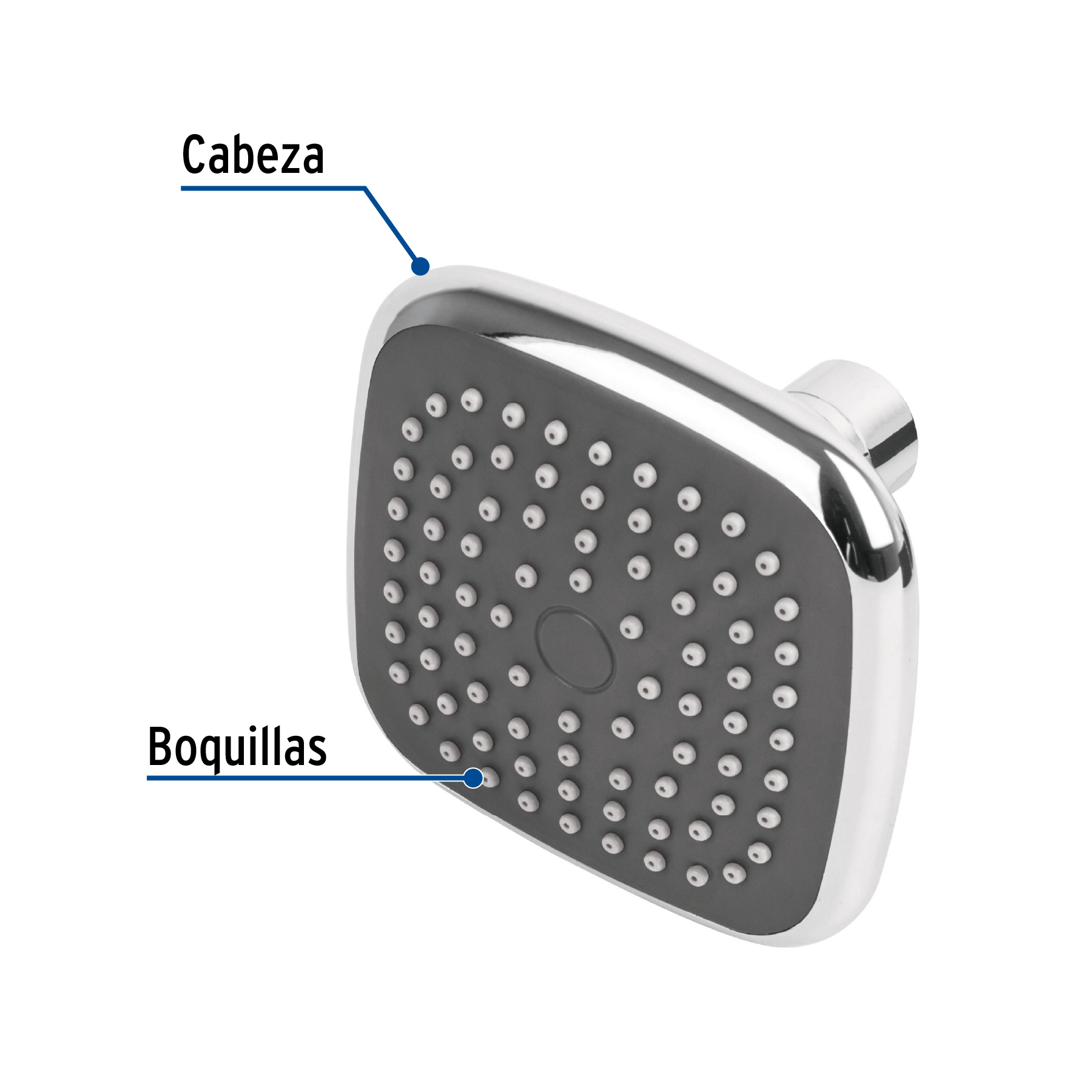 Regadera cuadrada, ABS, 3-3/4", sin brazo, Basic