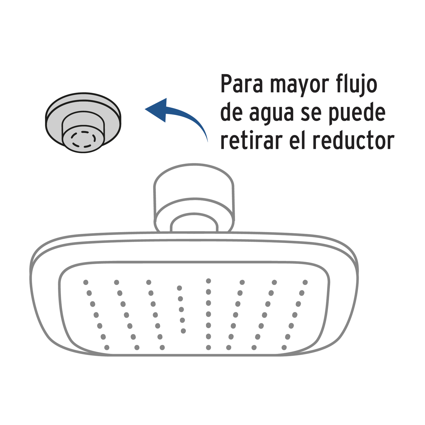 Regadera cuadrada, ABS, 3-3/4", sin brazo, Basic