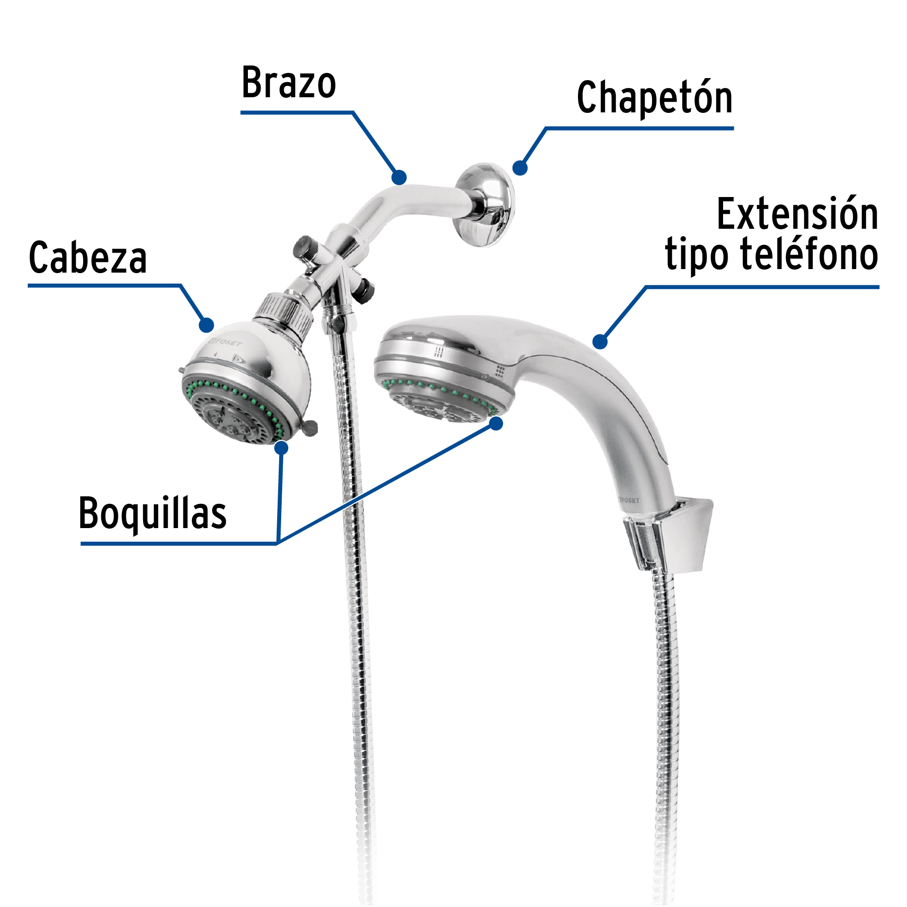 Regadera con extensión tipo teléfono, Aqua
