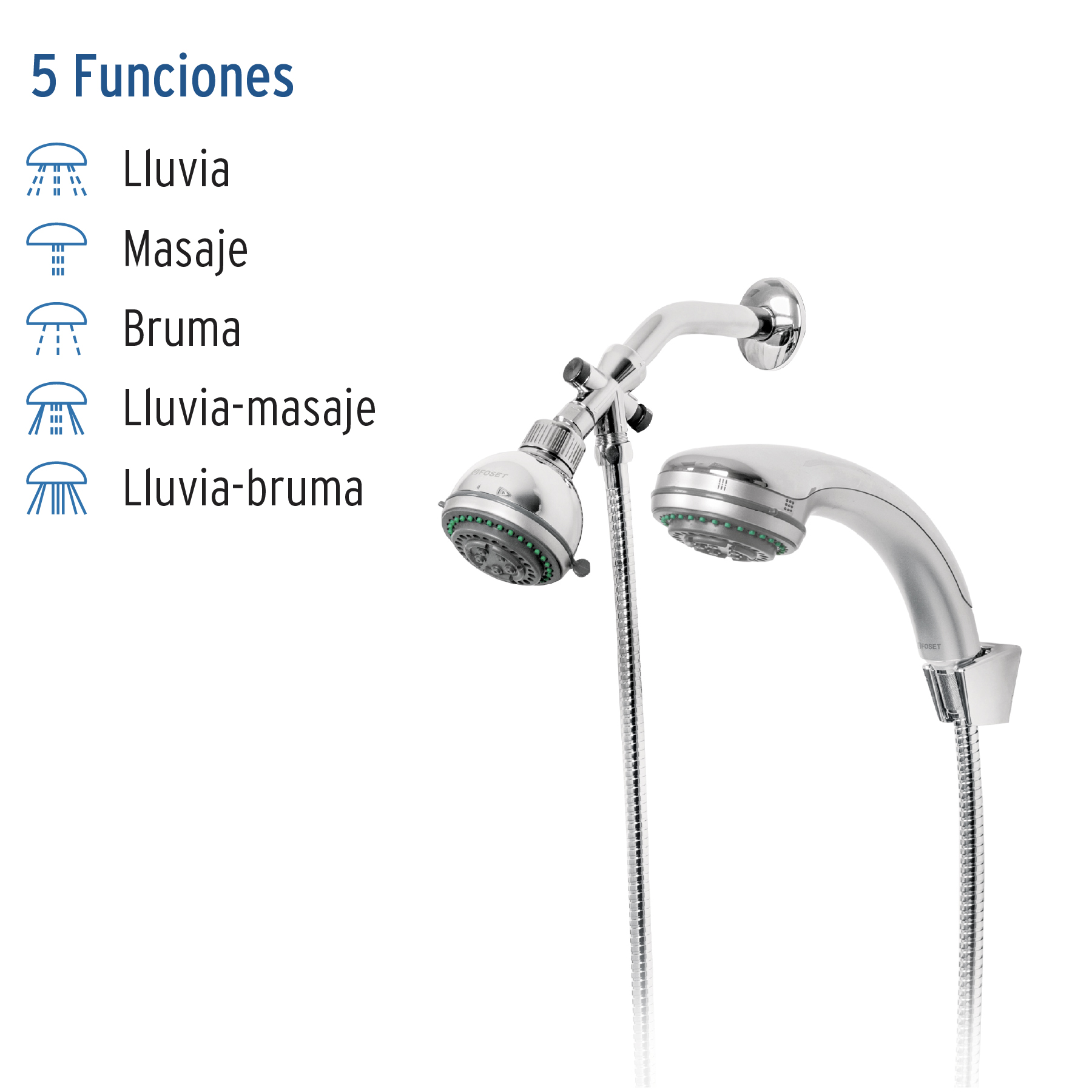 Regadera con extensión tipo teléfono, Aqua