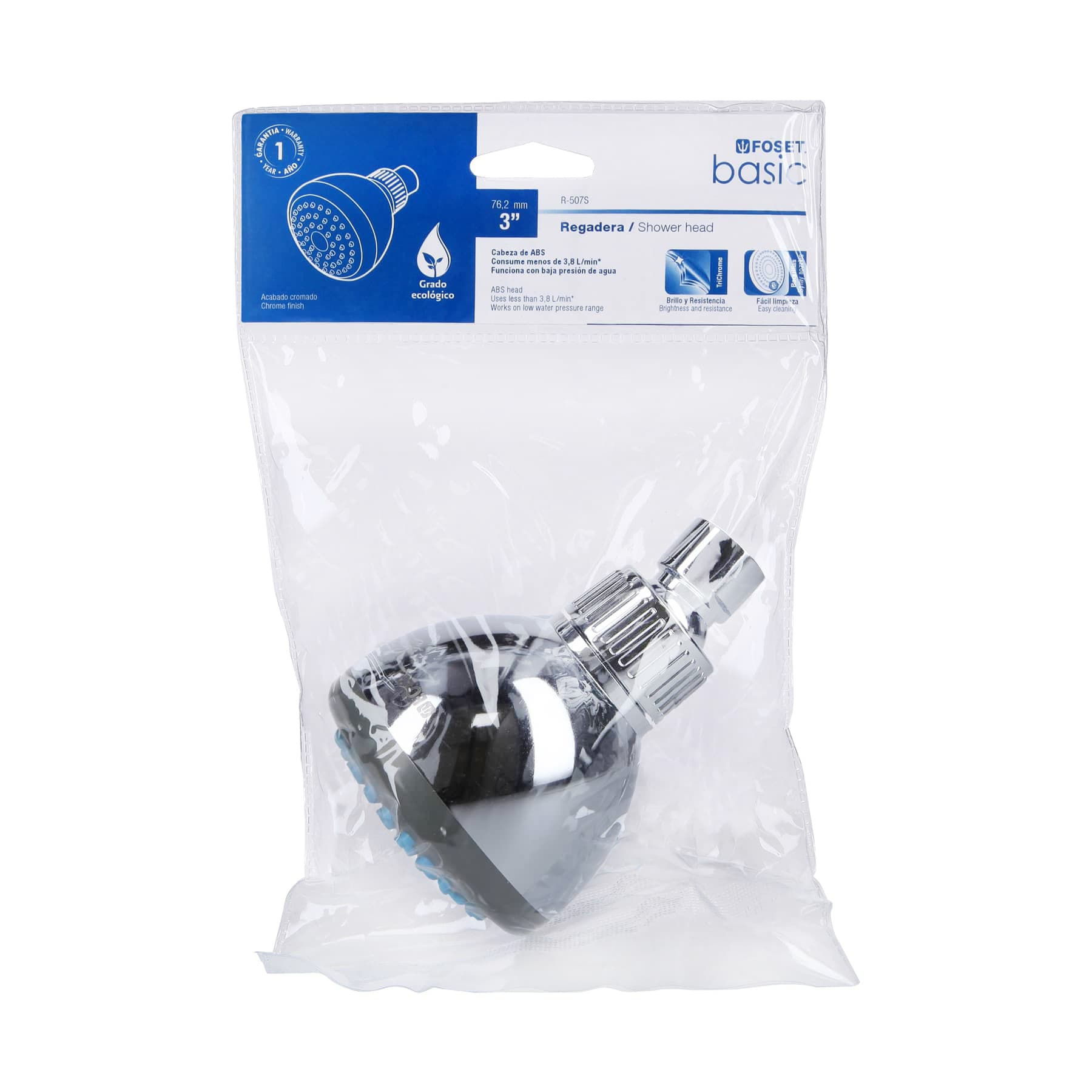 Regadera cabeza ABS, redonda 3", sin brazo, Basic