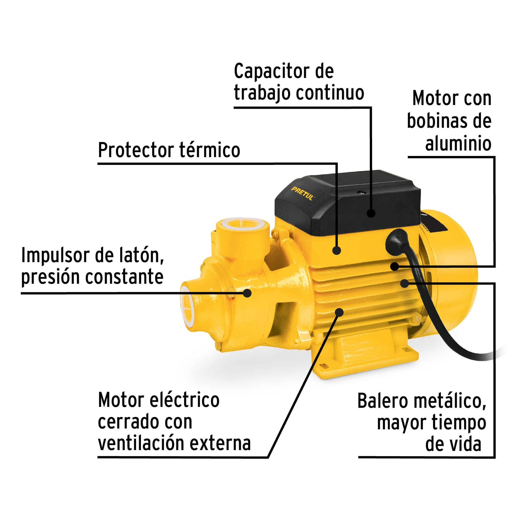 Bomba eléctrica periférica para agua 1/2 Hp, Pretul