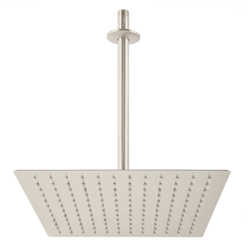 Regadera acero inoxidable, 12", con brazo, satinado, Riviera