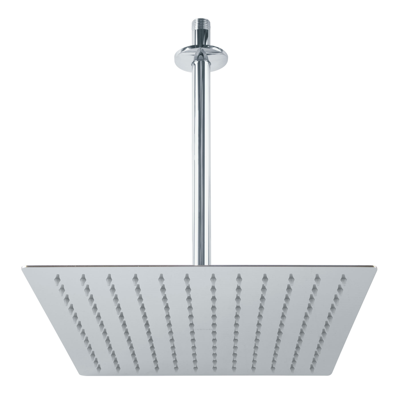 Regadera acero inoxidable, 12", con brazo, cromado, Riviera