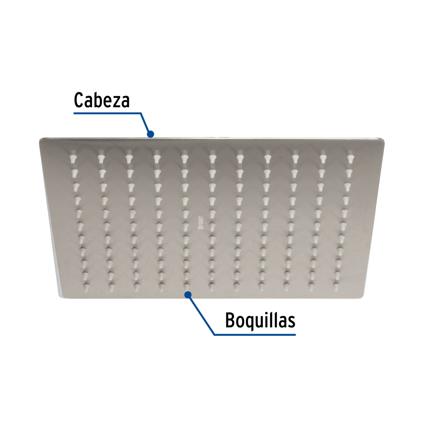 Regadera acero inoxidable, 10", sin brazo, satinado, Riviera
