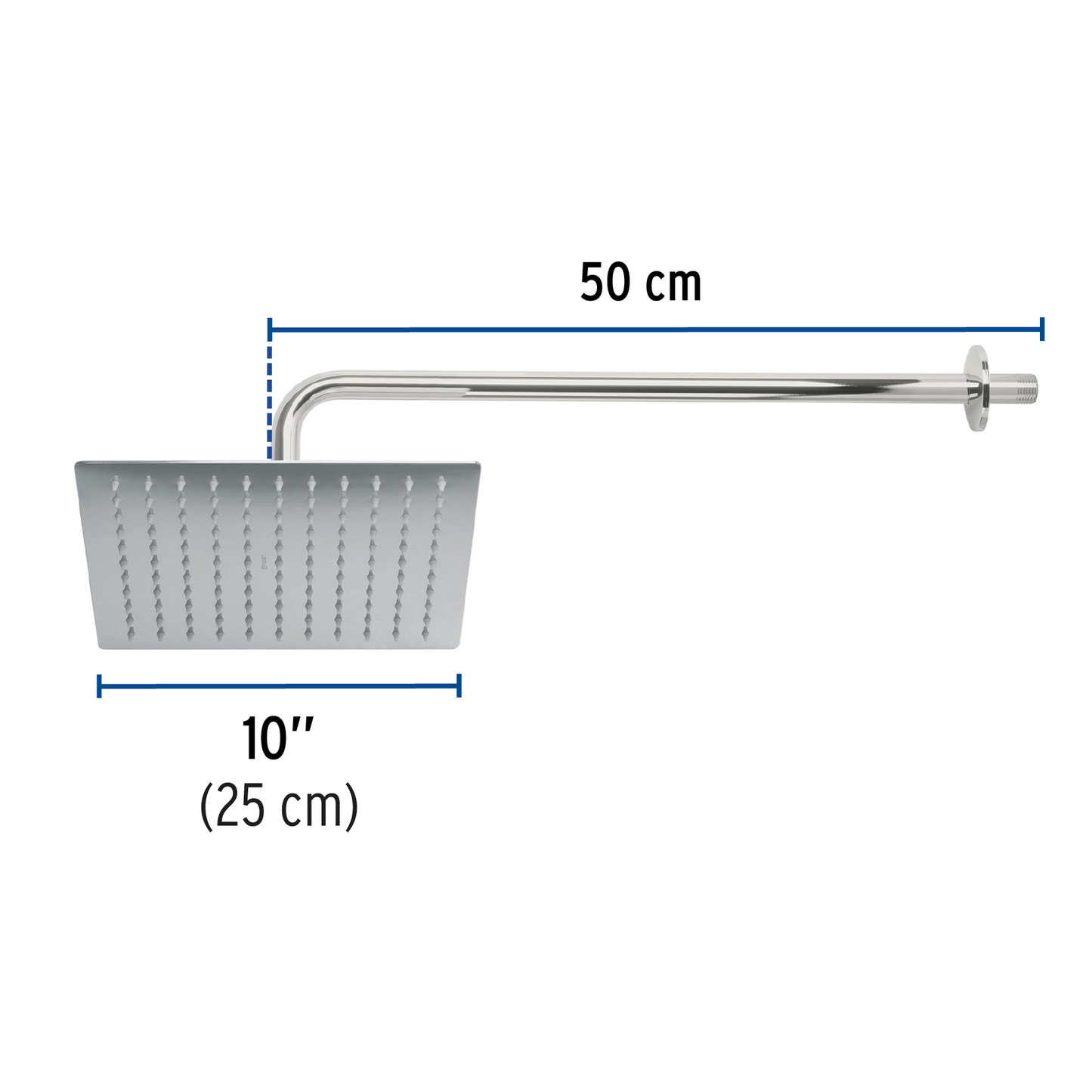 Regadera acero inoxidable, 10", con brazo, cromado, Riviera