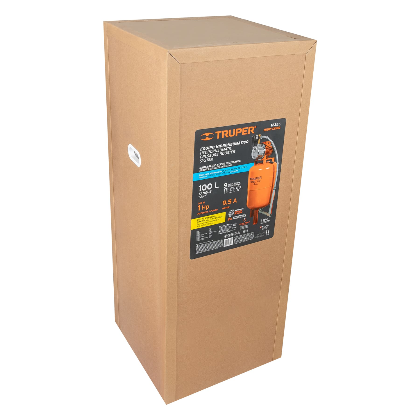 Bomba hidroneumática 1 HP, 100 litros