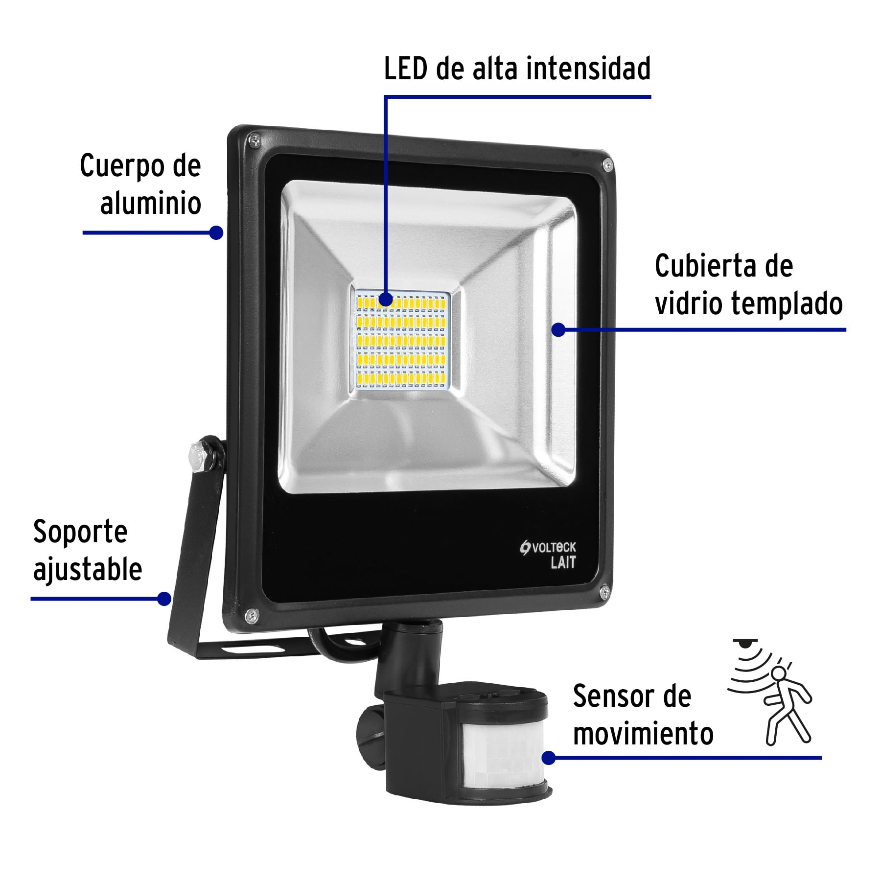 Reflector de LED, 30 W con sensor de movimiento
