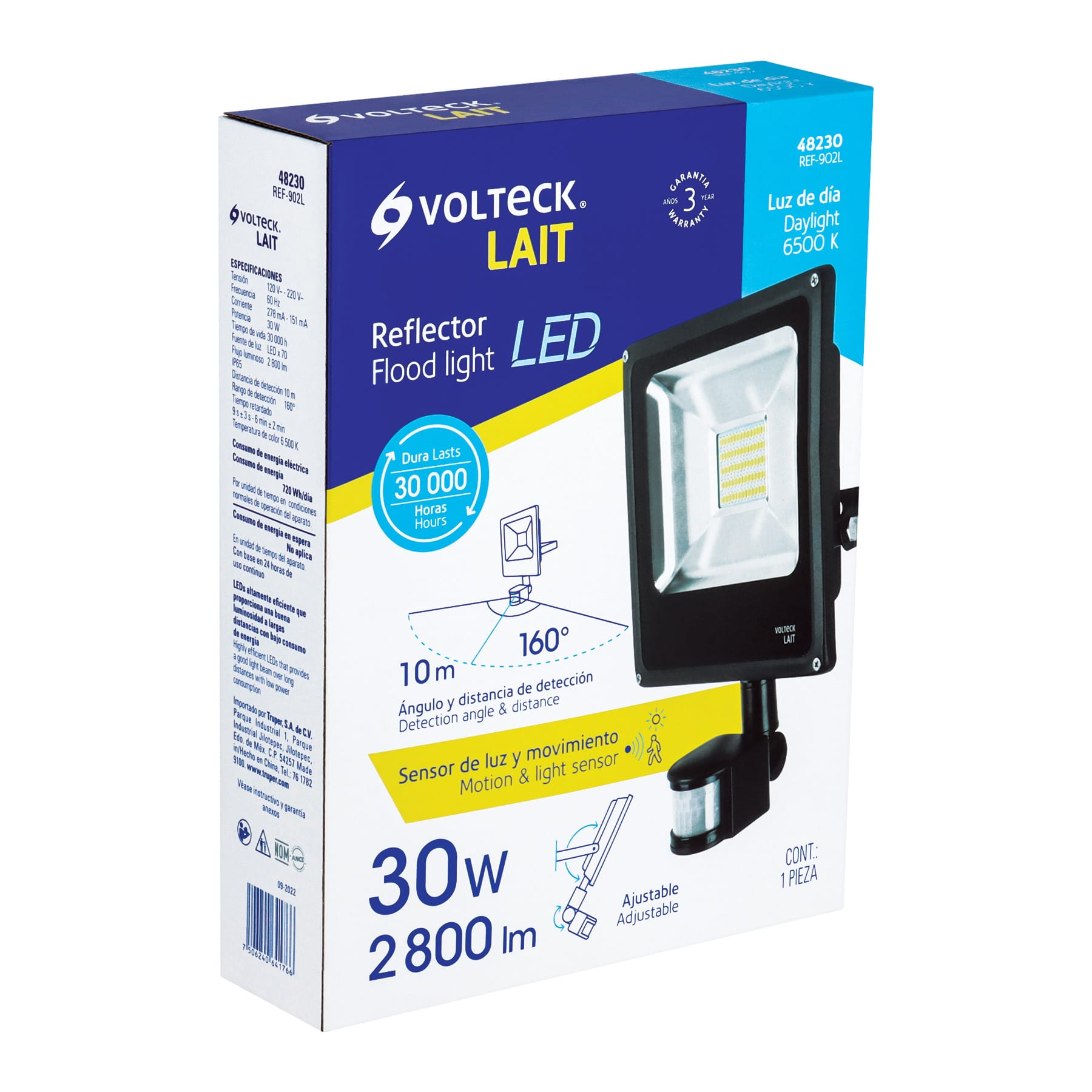 Reflector de LED, 30 W con sensor de movimiento