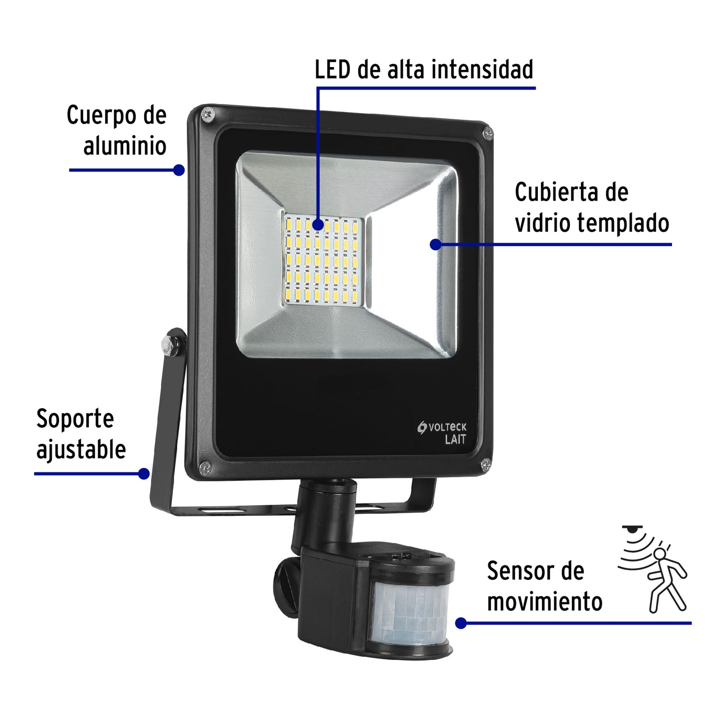Reflector de LED, 20 W con sensor de movimiento