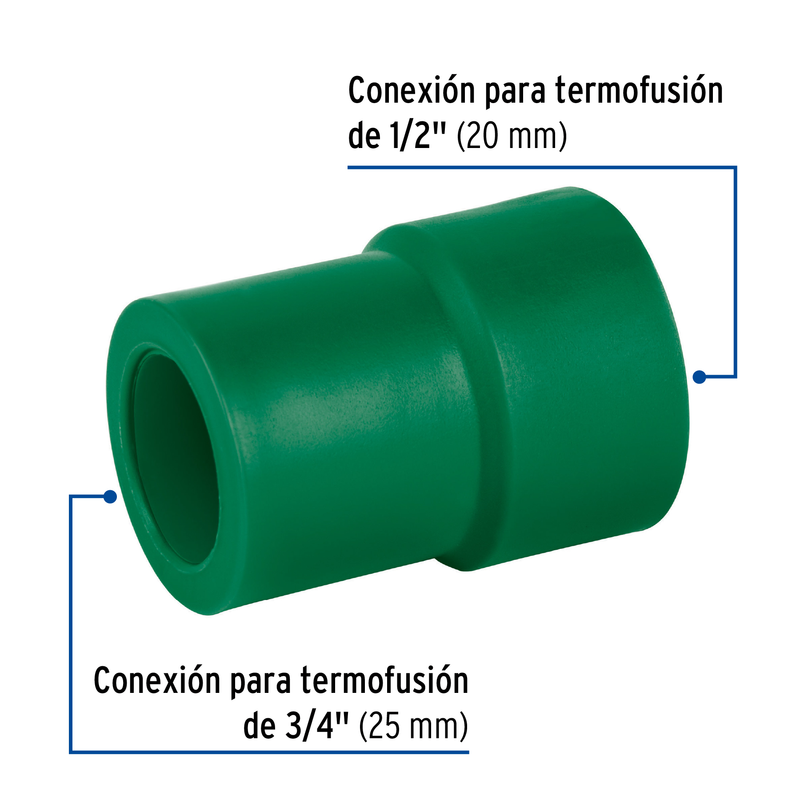 Reducción de PPR, 3/4"x1/2", 25x20mm