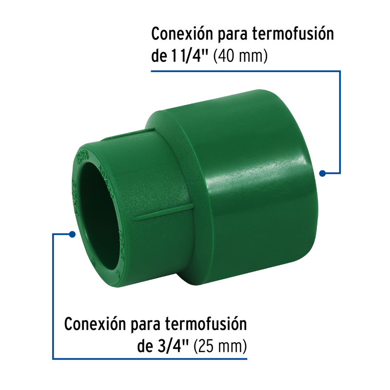 Reducción de PPR, 1-1/4" X 3/4"