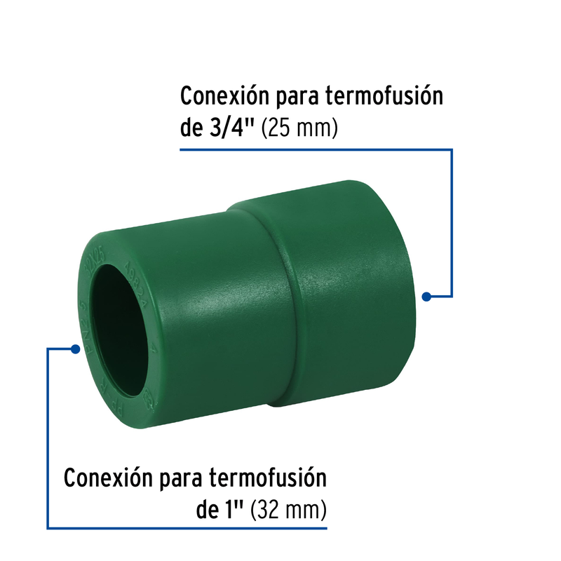 Reducción de PPR, 1"x3/4", 32x25mm