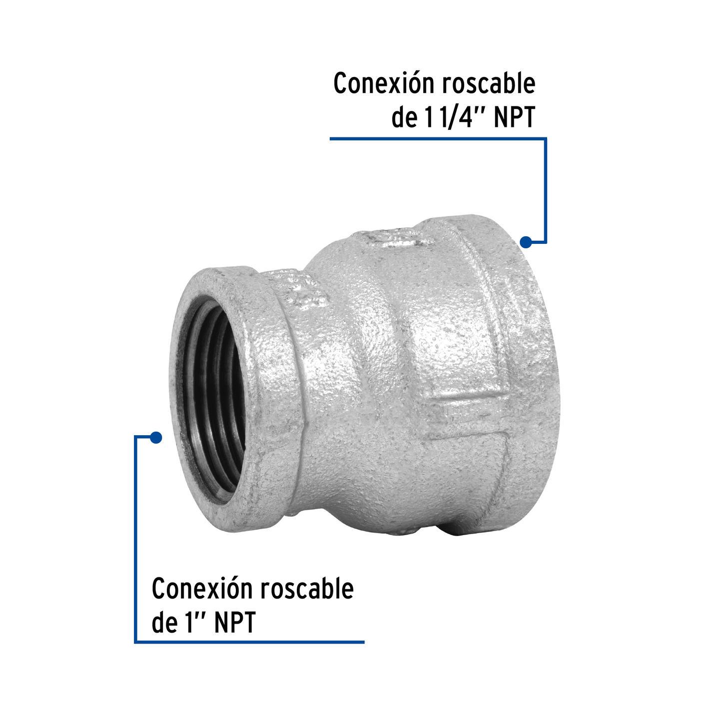 Reducción campana, acero galvanizado, 1-1/4 x 1"