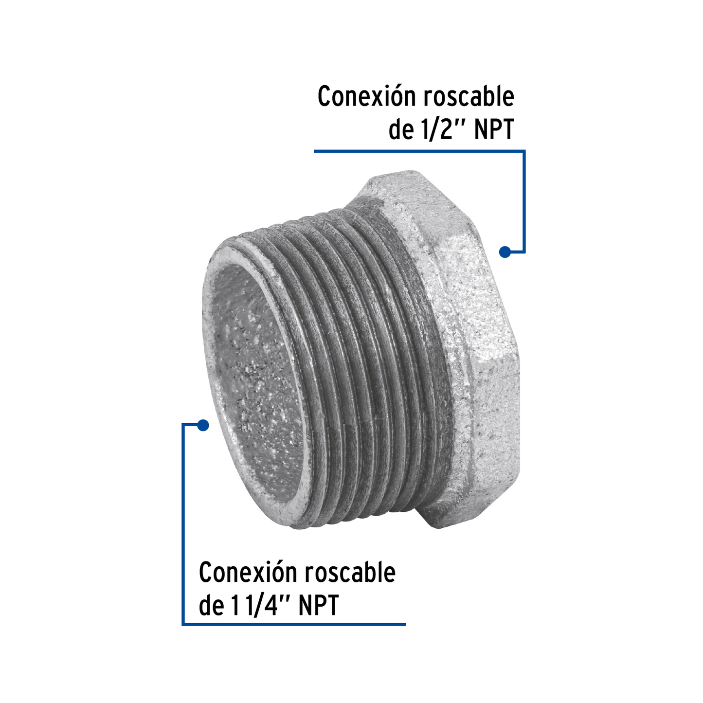 Reducción bushing, acero galvanizado, 1-1/4 x 1/2"