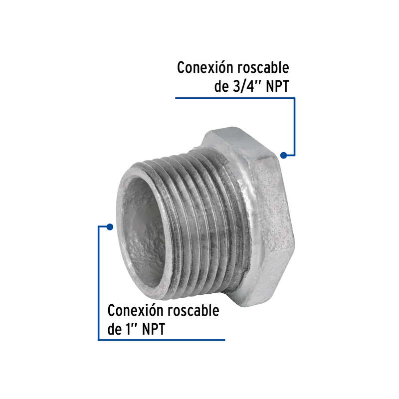 Reducción bushing, acero galvanizado, 1"x 3/4"