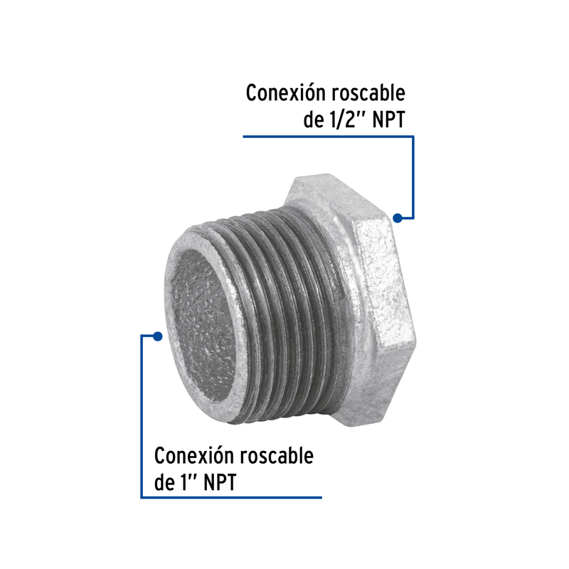 Reducción bushing, acero galvanizado, 1"x1/2"