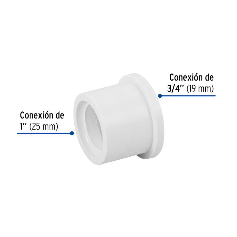 Reducción bushing de PVC, 1x 3/4"