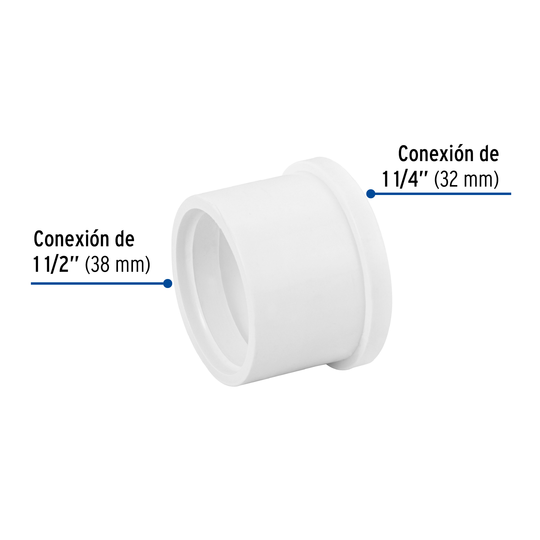 Reducción bushing de PVC, 1-1/2 x 1-1/4"